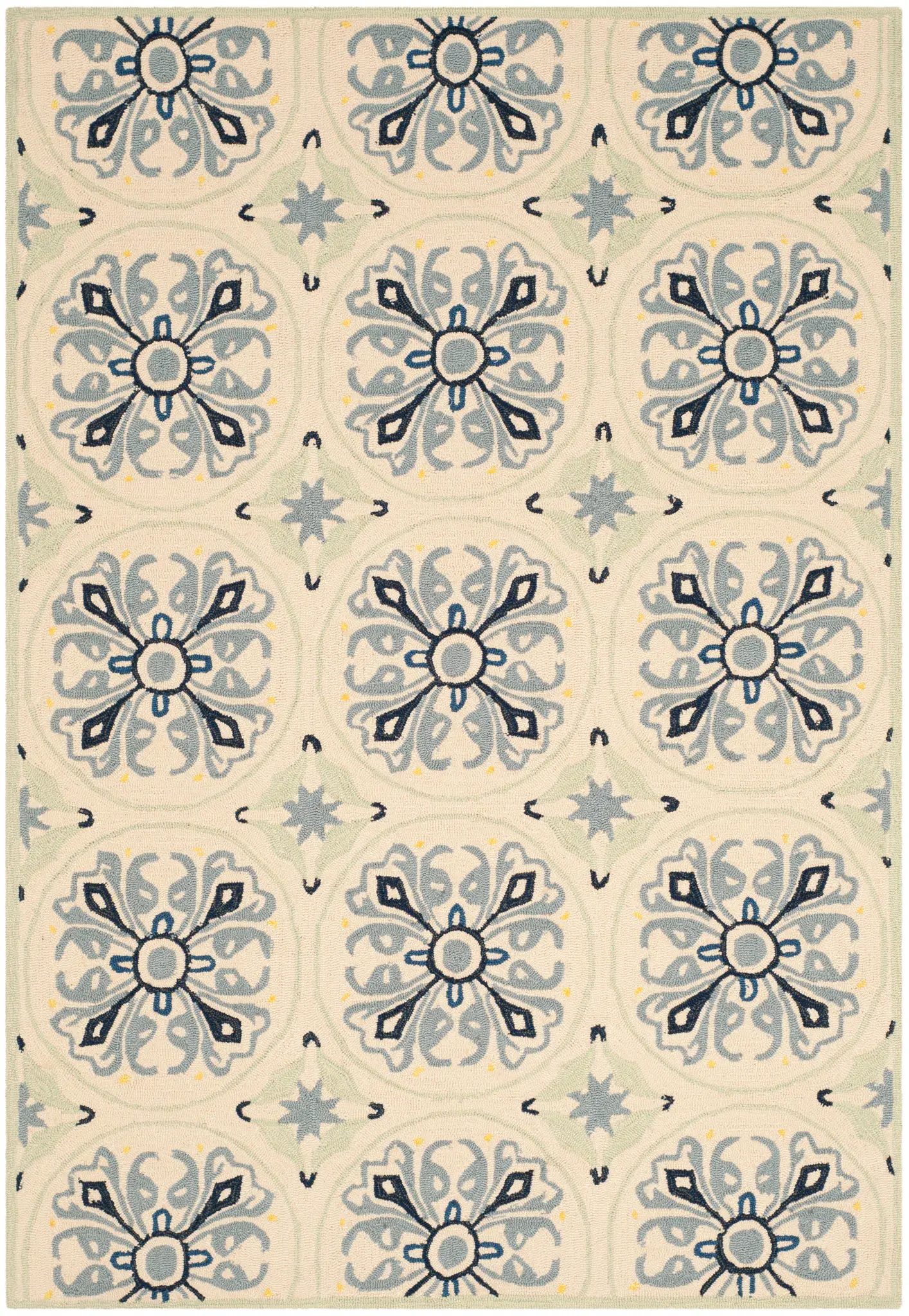 Four Seasons Rosette Tile Hand-Hooked Rug