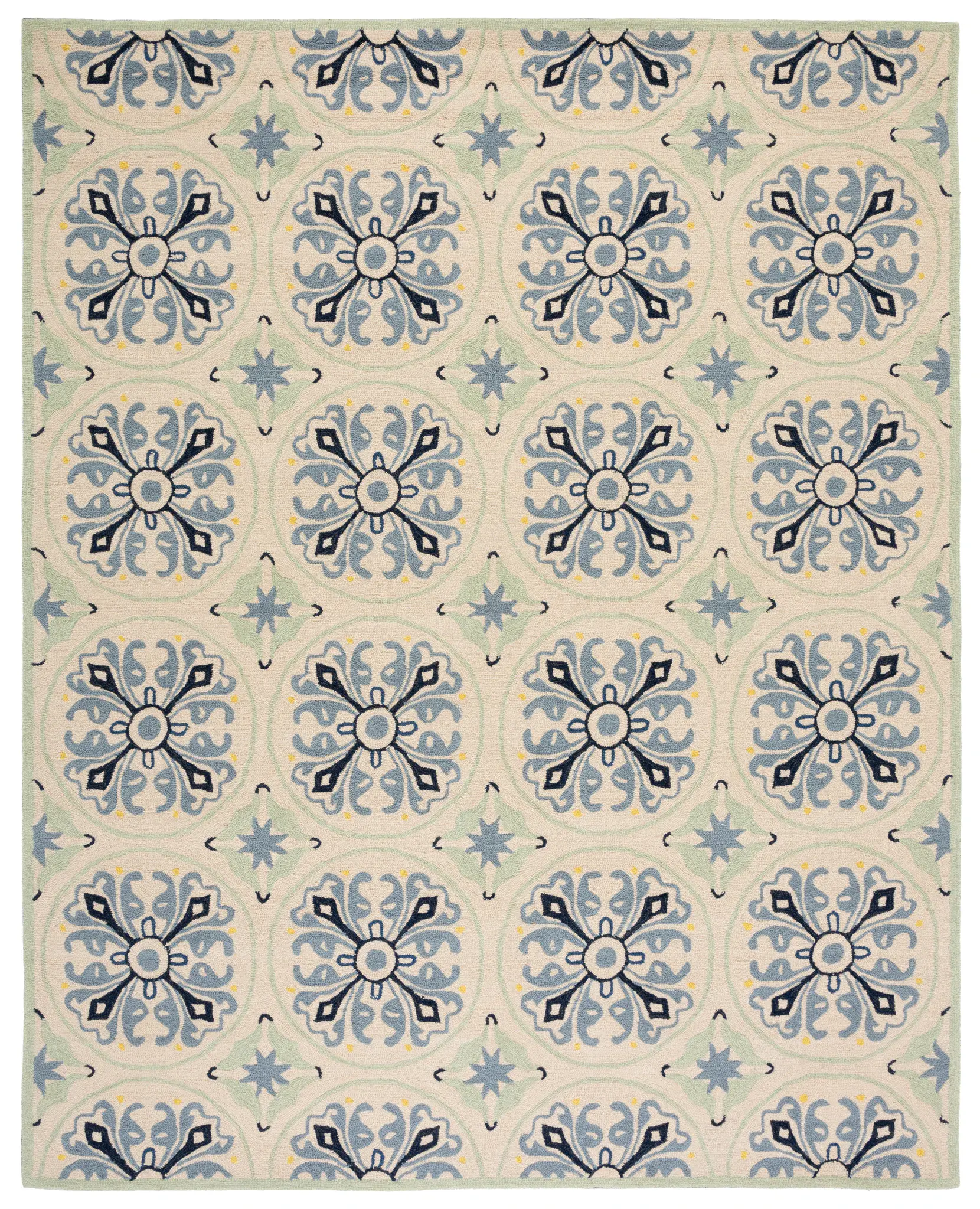 Four Seasons Rosette Tile Hand-Hooked Rug