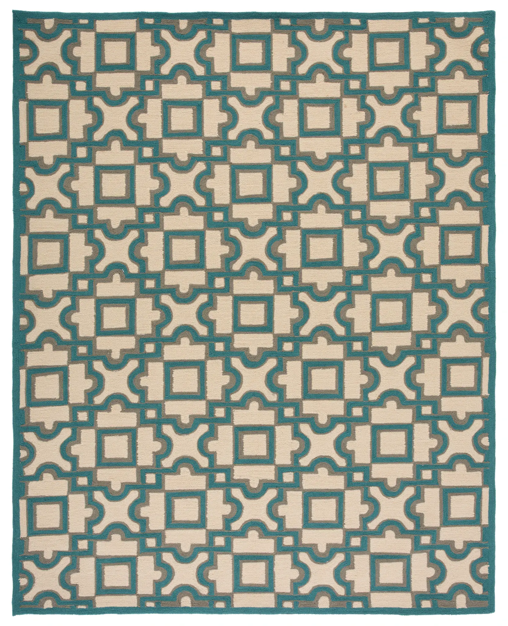 Four Seasons Geometric Maze Hand-Hooked Rug