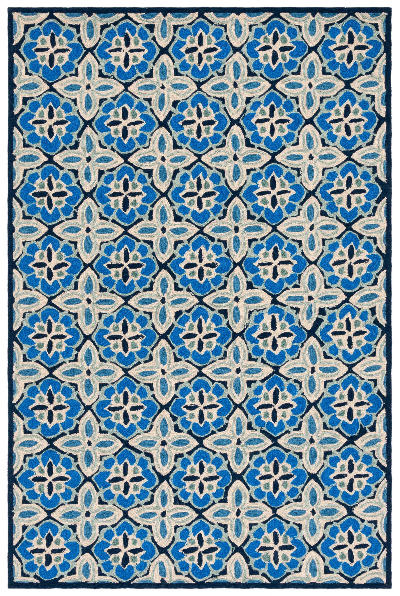Four Seasons Floral Quatrefoil Tile Hand-Hooked Rug