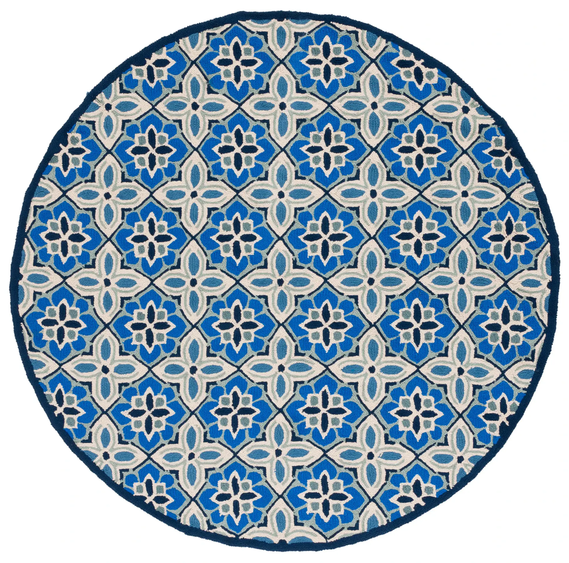 Four Seasons Floral Quatrefoil Tile Hand-Hooked Rug
