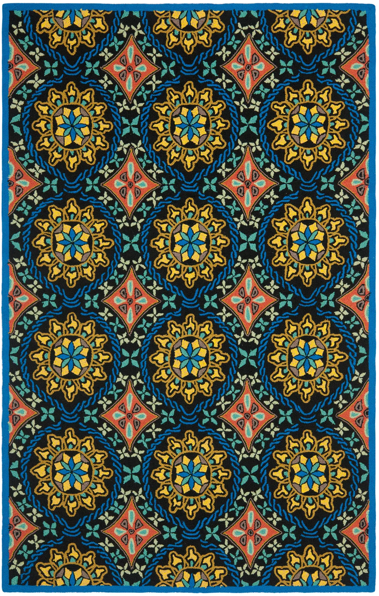 Four Seasons Medallion Tile Hand-Hooked Rug