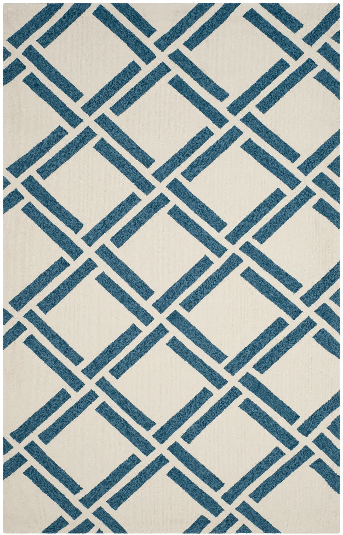 Four Seasons Geometric Trellis Hand-Hooked Rug