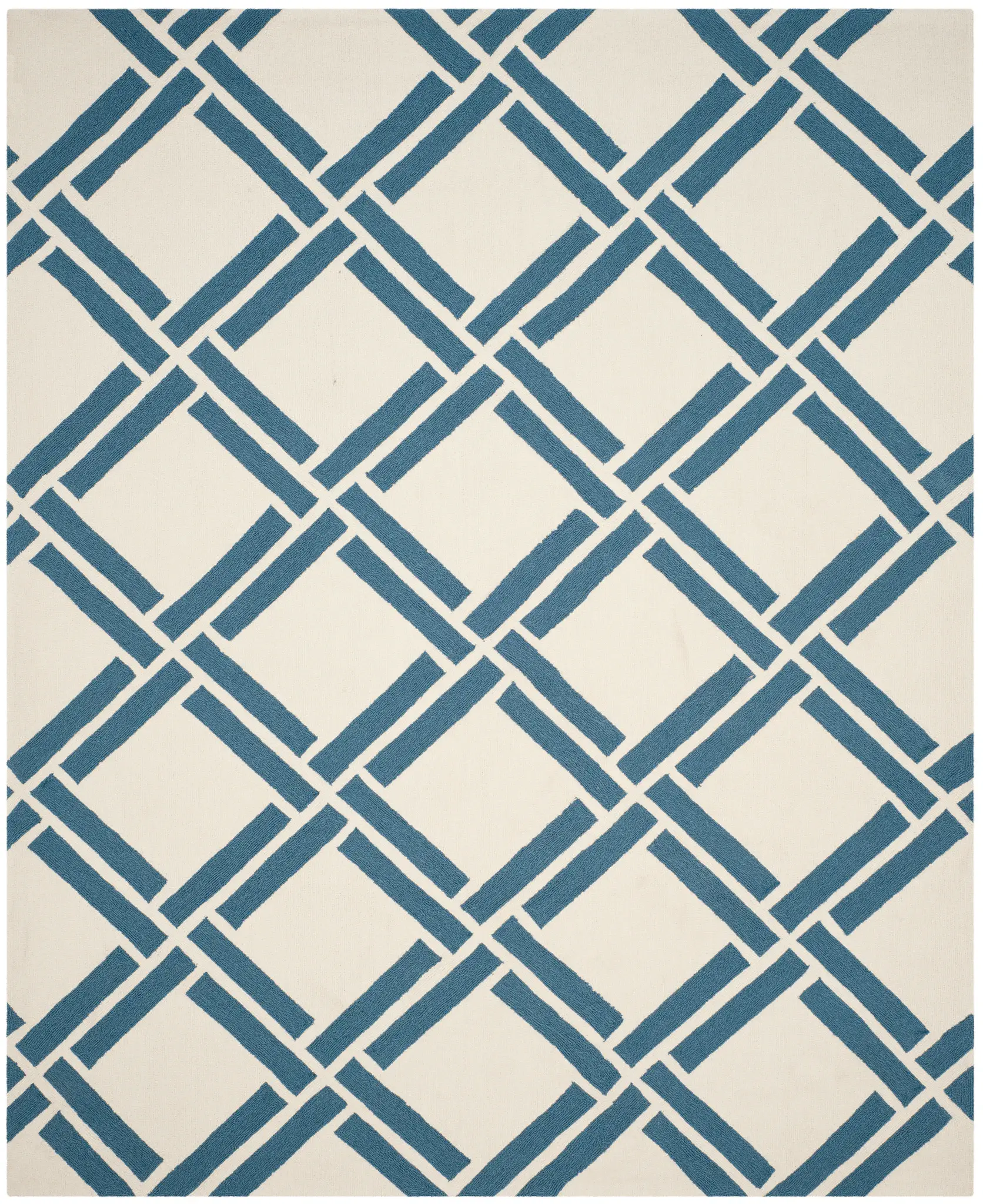 Four Seasons Geometric Trellis Hand-Hooked Rug