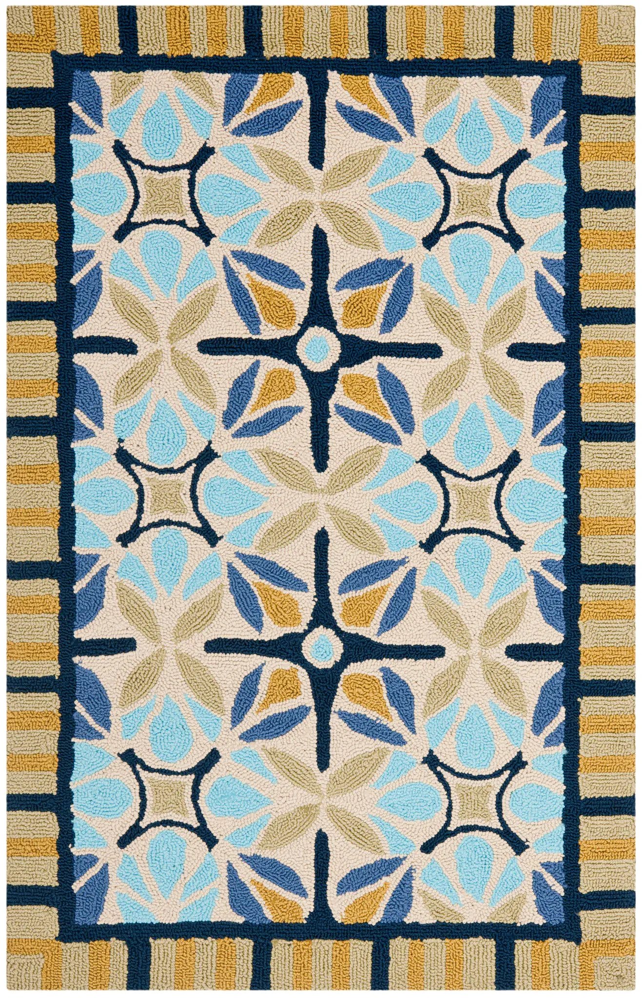 Four Seasons Star Tile Hand-Hooked Rug