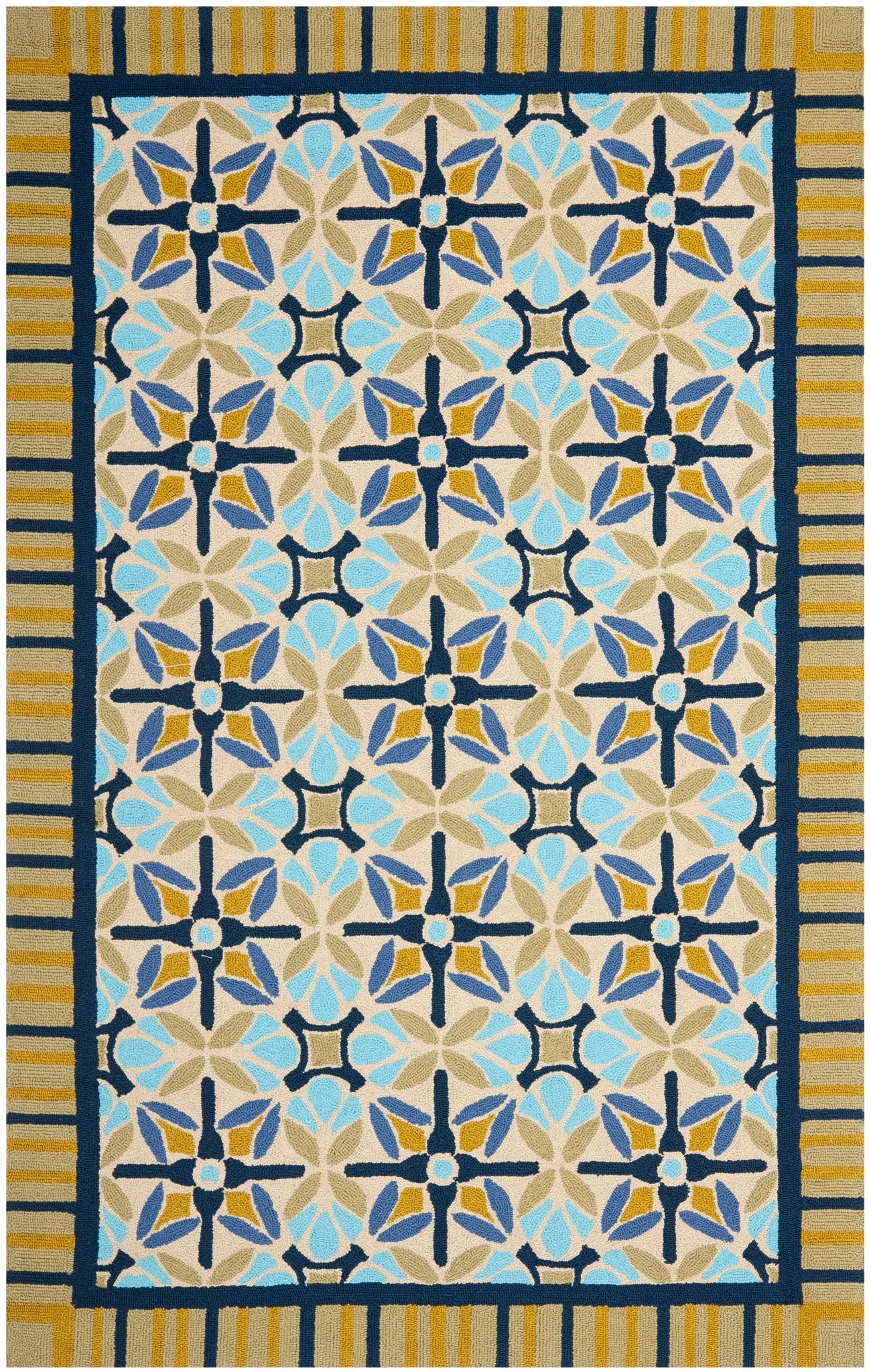 Four Seasons Star Tile Hand-Hooked Rug