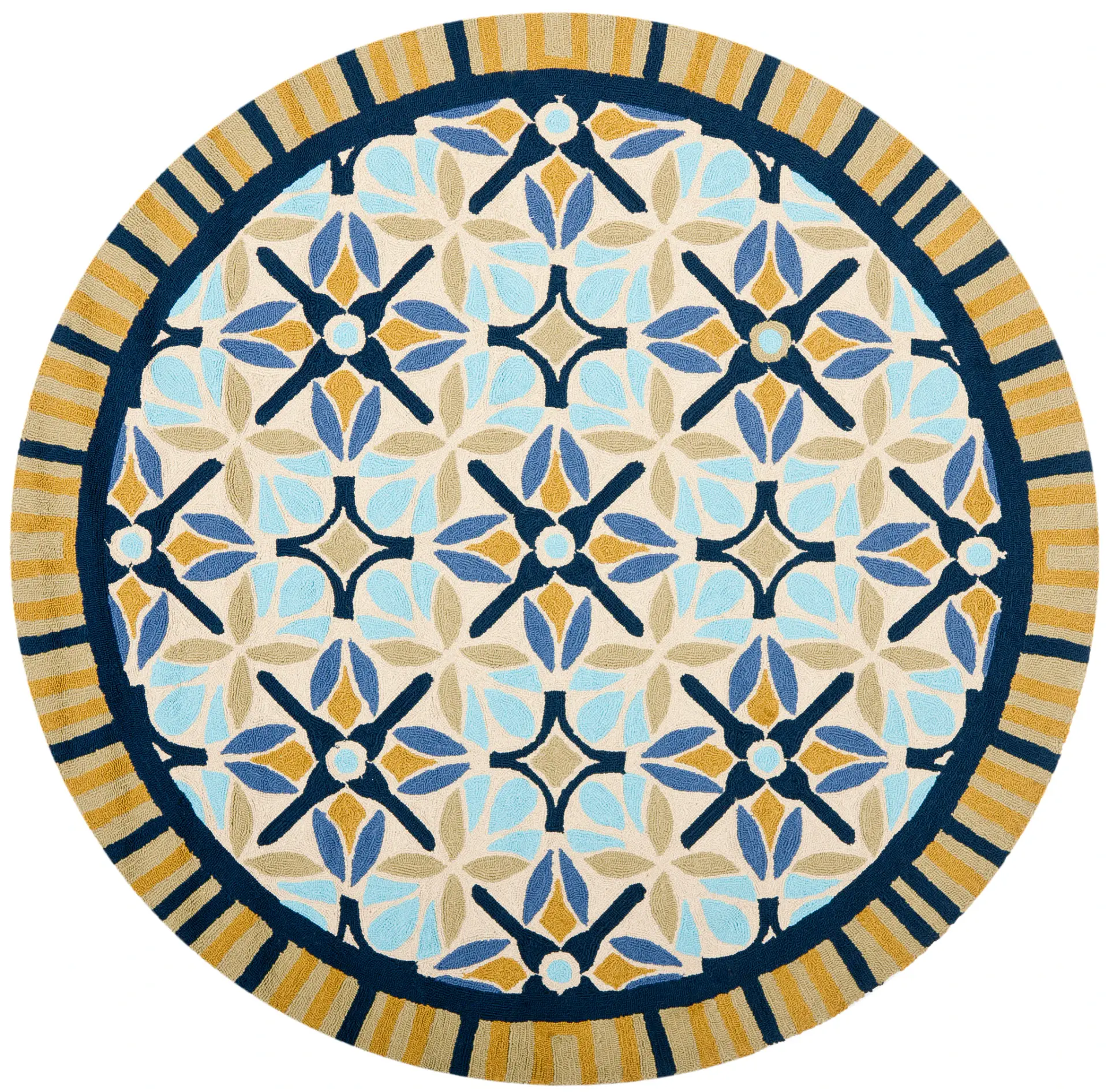 Four Seasons Star Tile Hand-Hooked Rug
