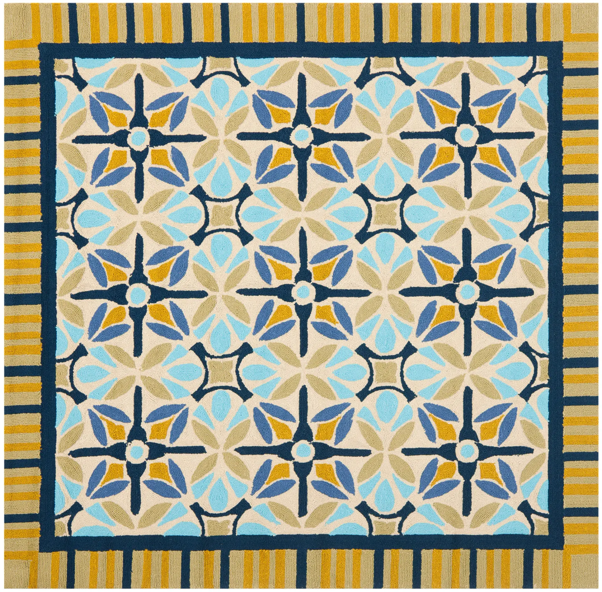 Four Seasons Star Tile Hand-Hooked Rug
