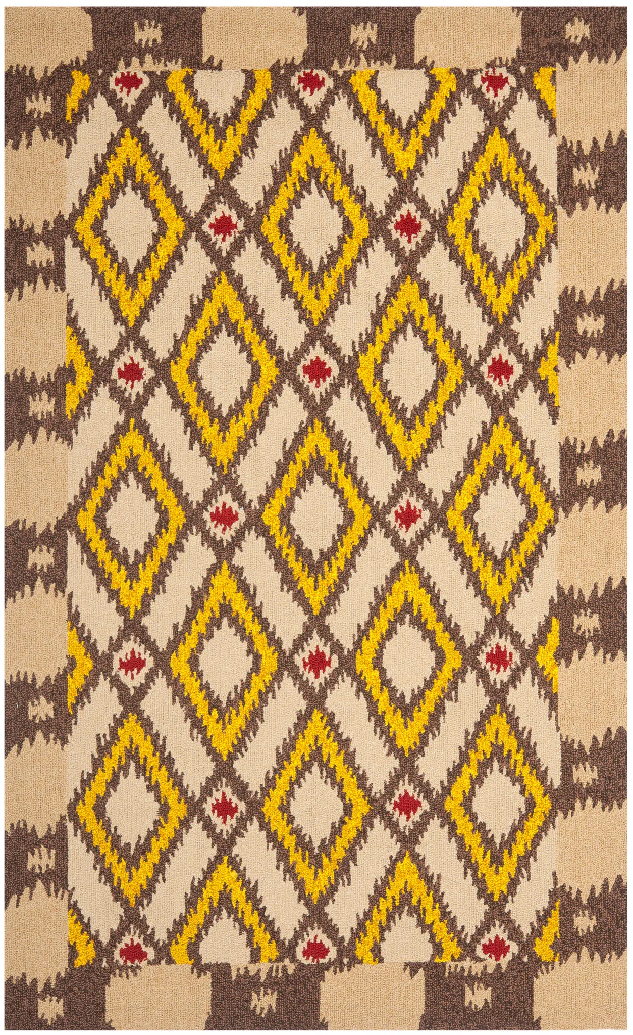 Four Seasons Bordered Diamond Hand-Hooked Rug