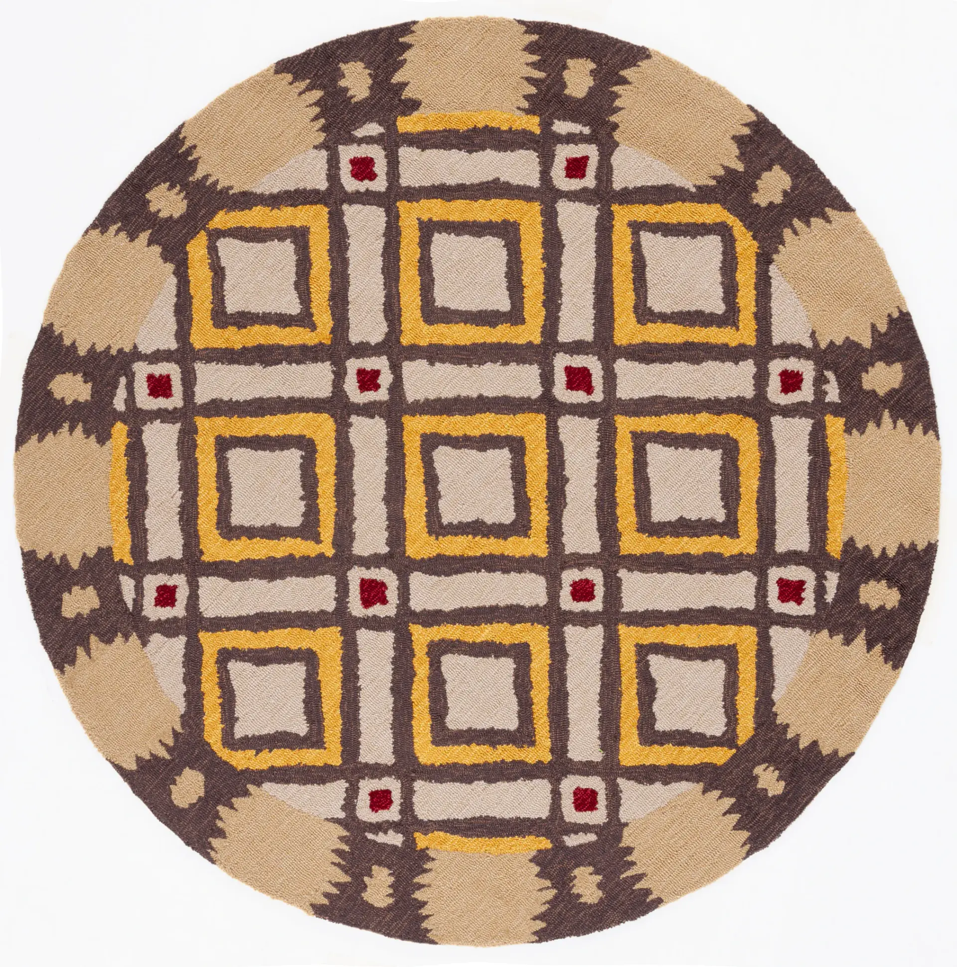 Four Seasons Bordered Diamond Hand-Hooked Rug