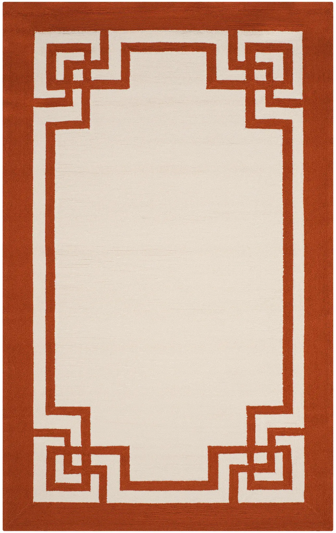 Four Seasons Greek Key Border Hand-Hooked Rug