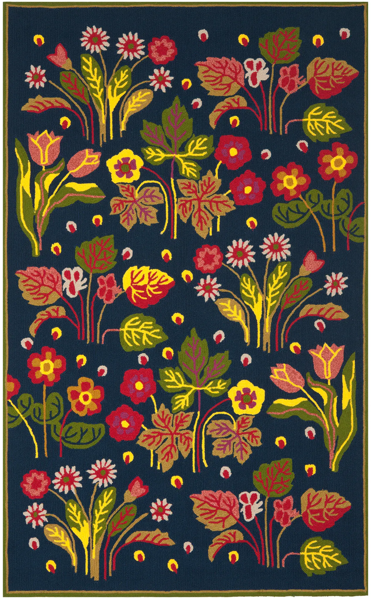 Four Seasons Folkloric Floral Hand-Hooked Rug