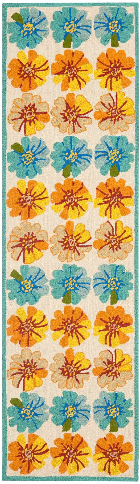 Four Seasons Grid Floral Hand-Hooked Rug