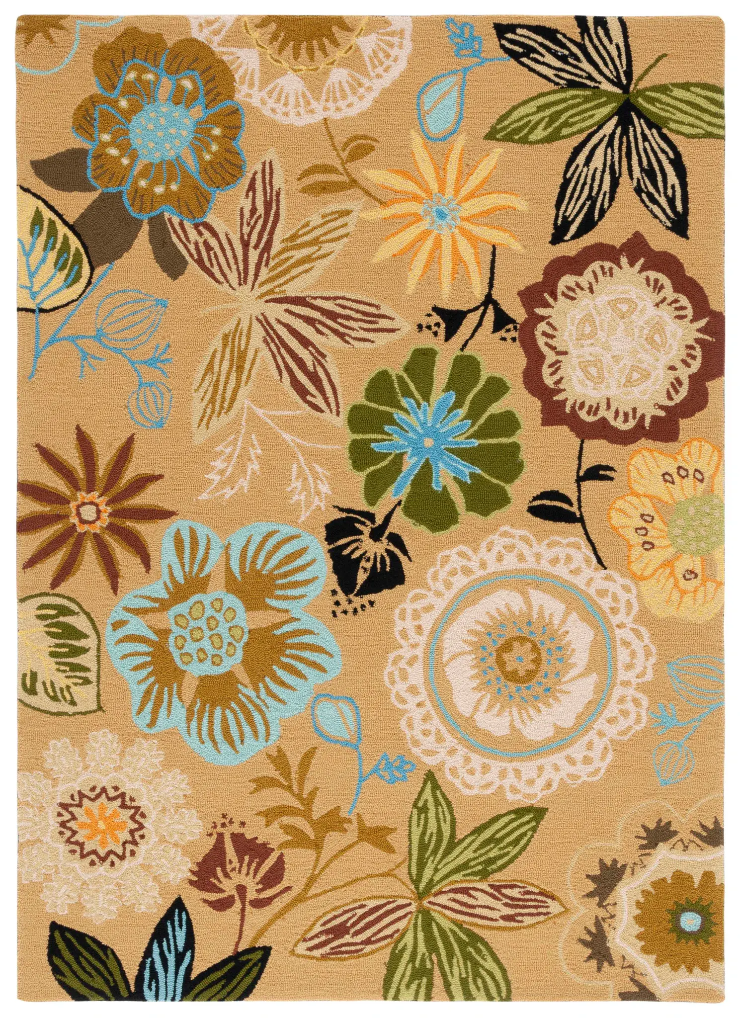 Four Seasons Allover Floral Hand-Hooked Rug