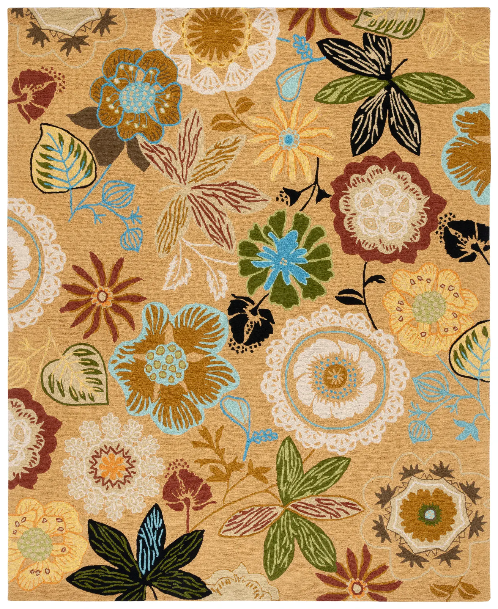 Four Seasons Allover Floral Hand-Hooked Rug
