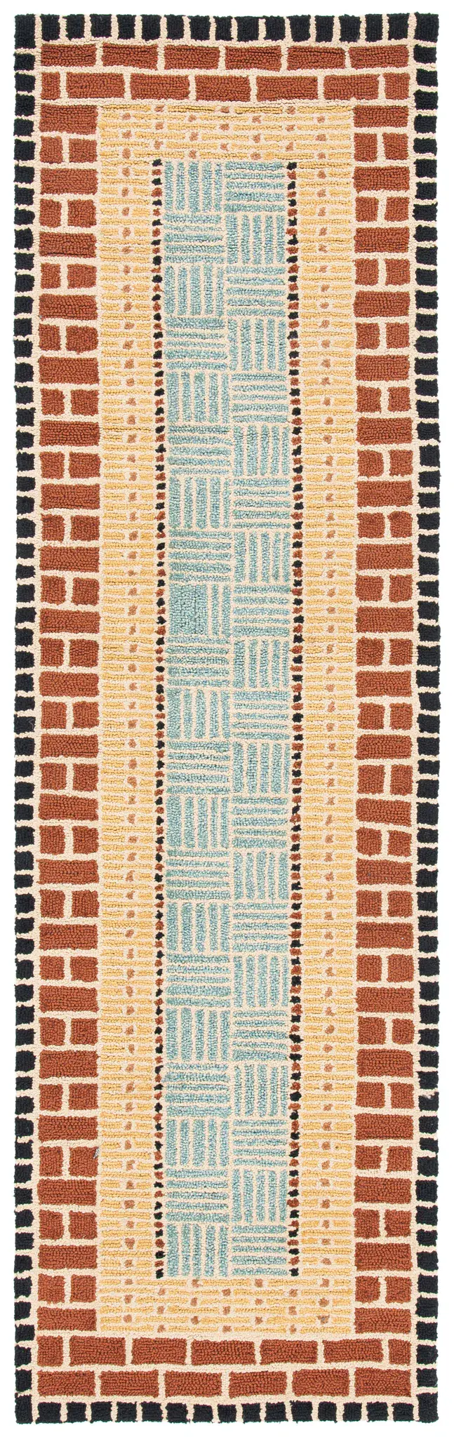Four Seasons Basketweave Block Hand-Hooked Rug