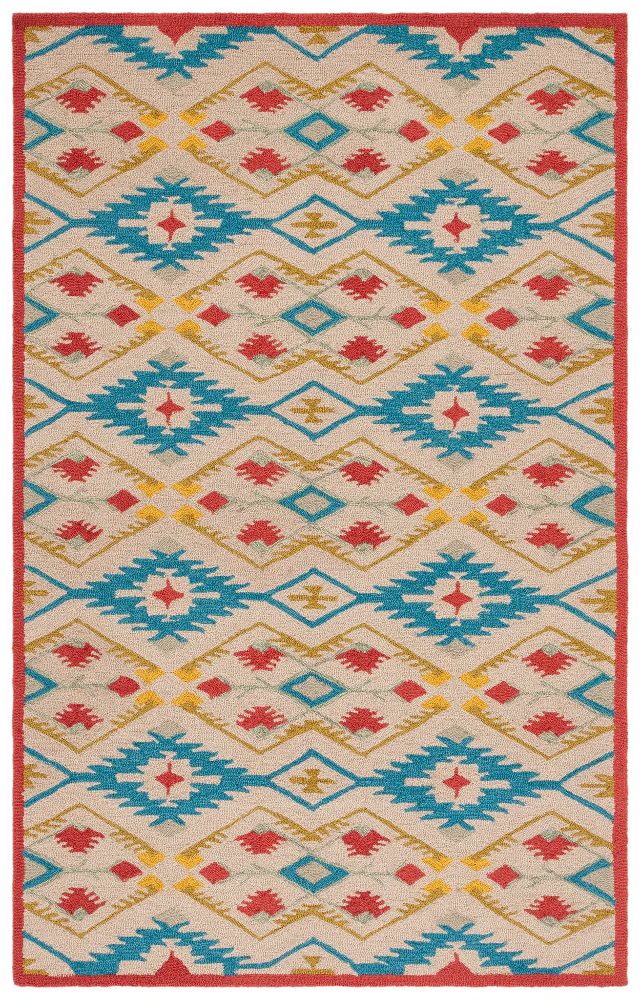 Four Seasons Southwestern Diamond Hand-Hooked Rug