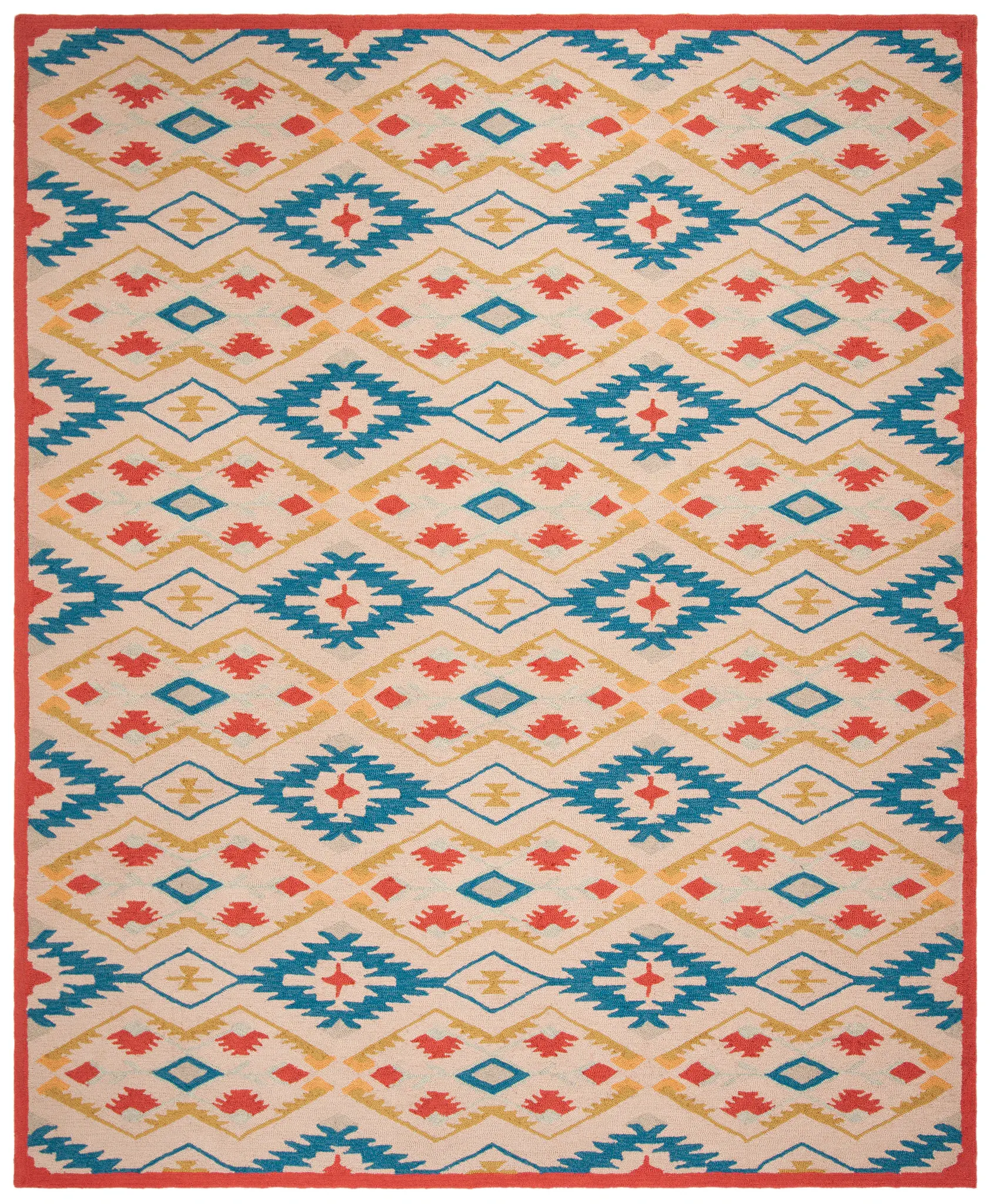 Four Seasons Southwestern Diamond Hand-Hooked Rug