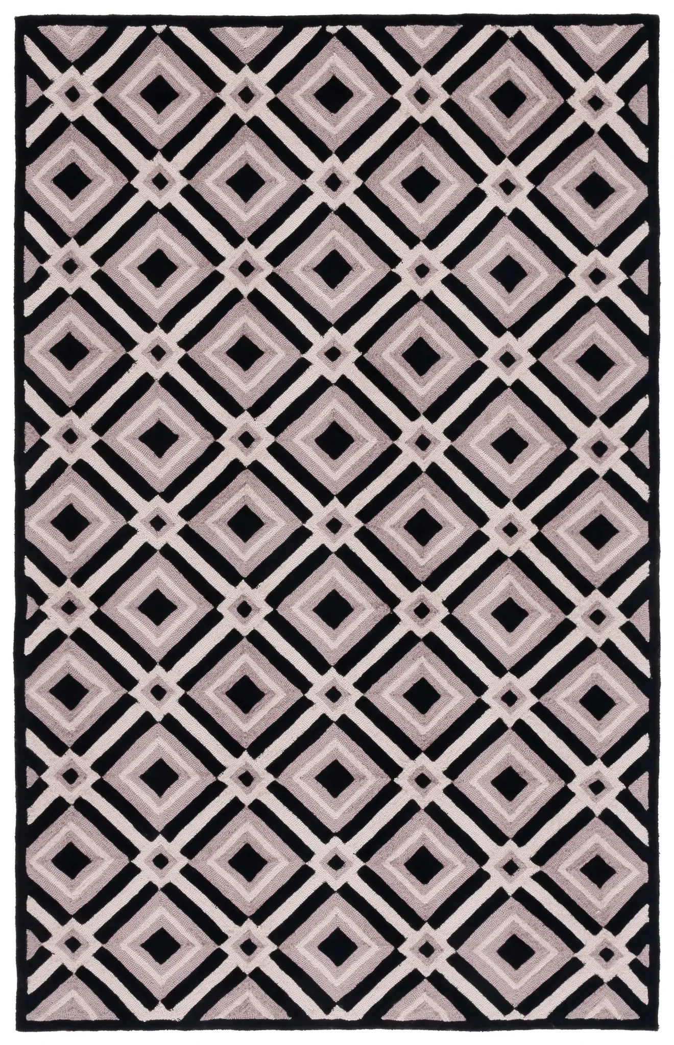 Four Seasons Diamond Lattice Hand-Hooked Rug