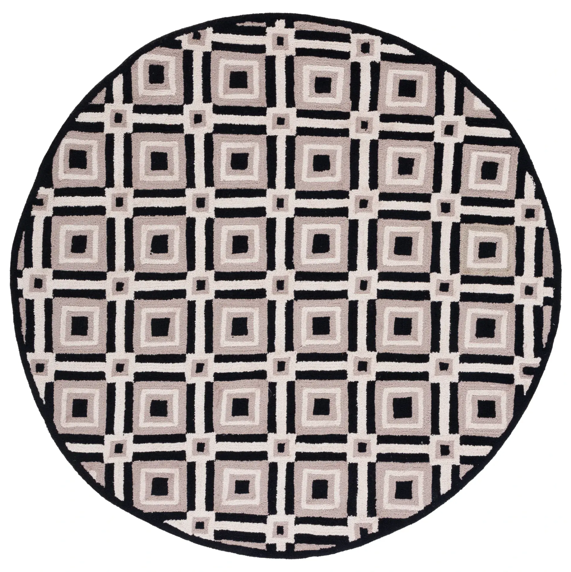Four Seasons Diamond Lattice Hand-Hooked Rug