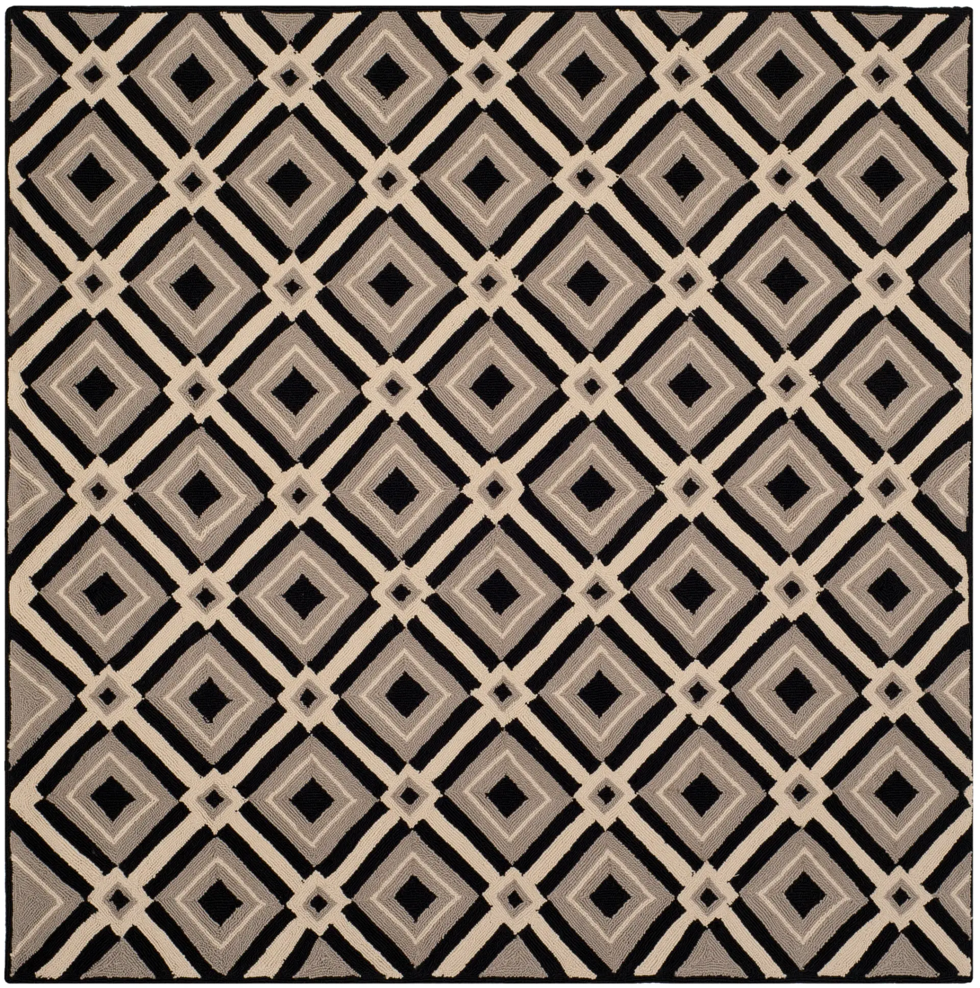 Four Seasons Diamond Lattice Hand-Hooked Rug