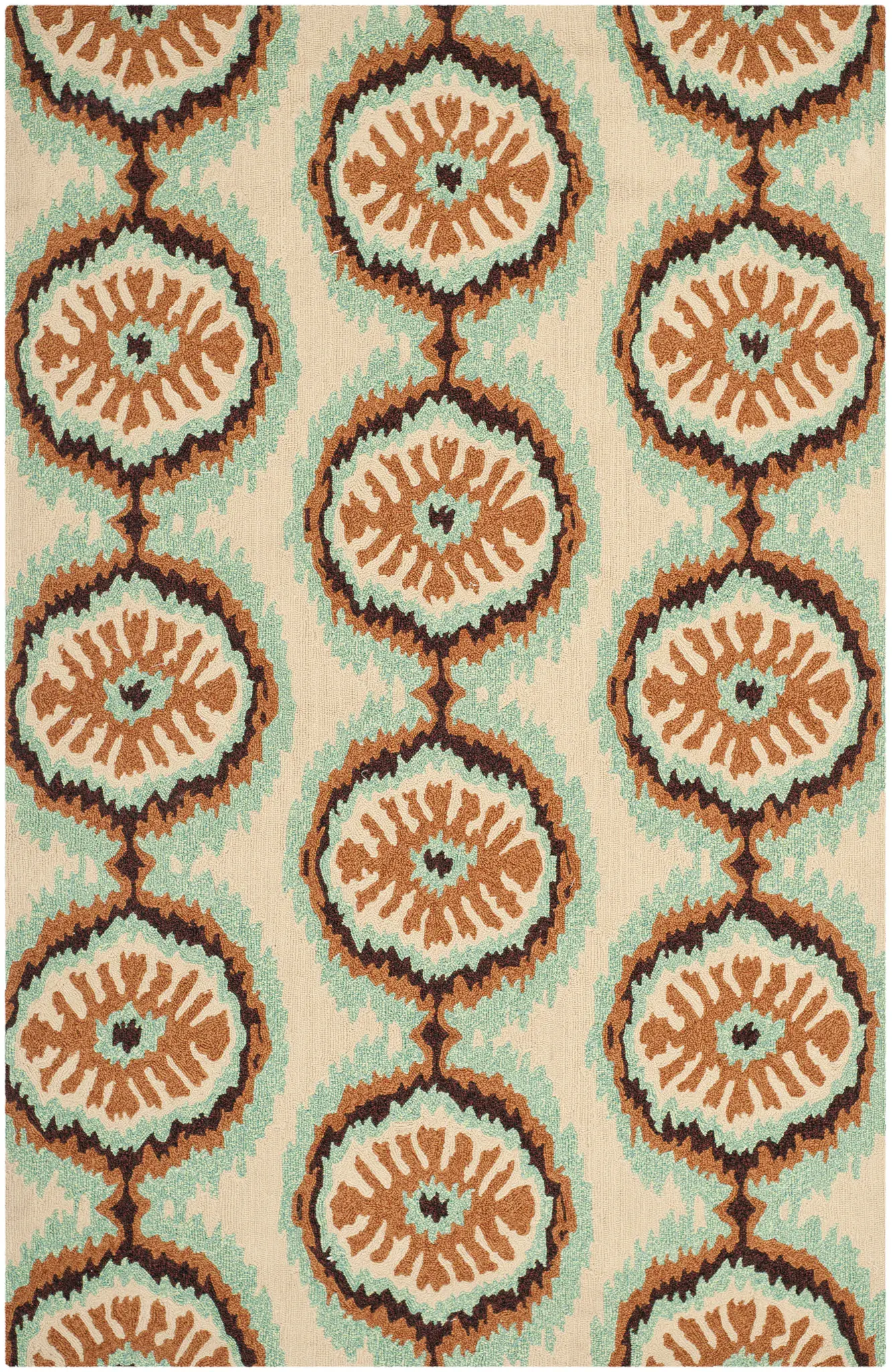 Four Seasons Ikat Medallion Hand-Hooked Rug
