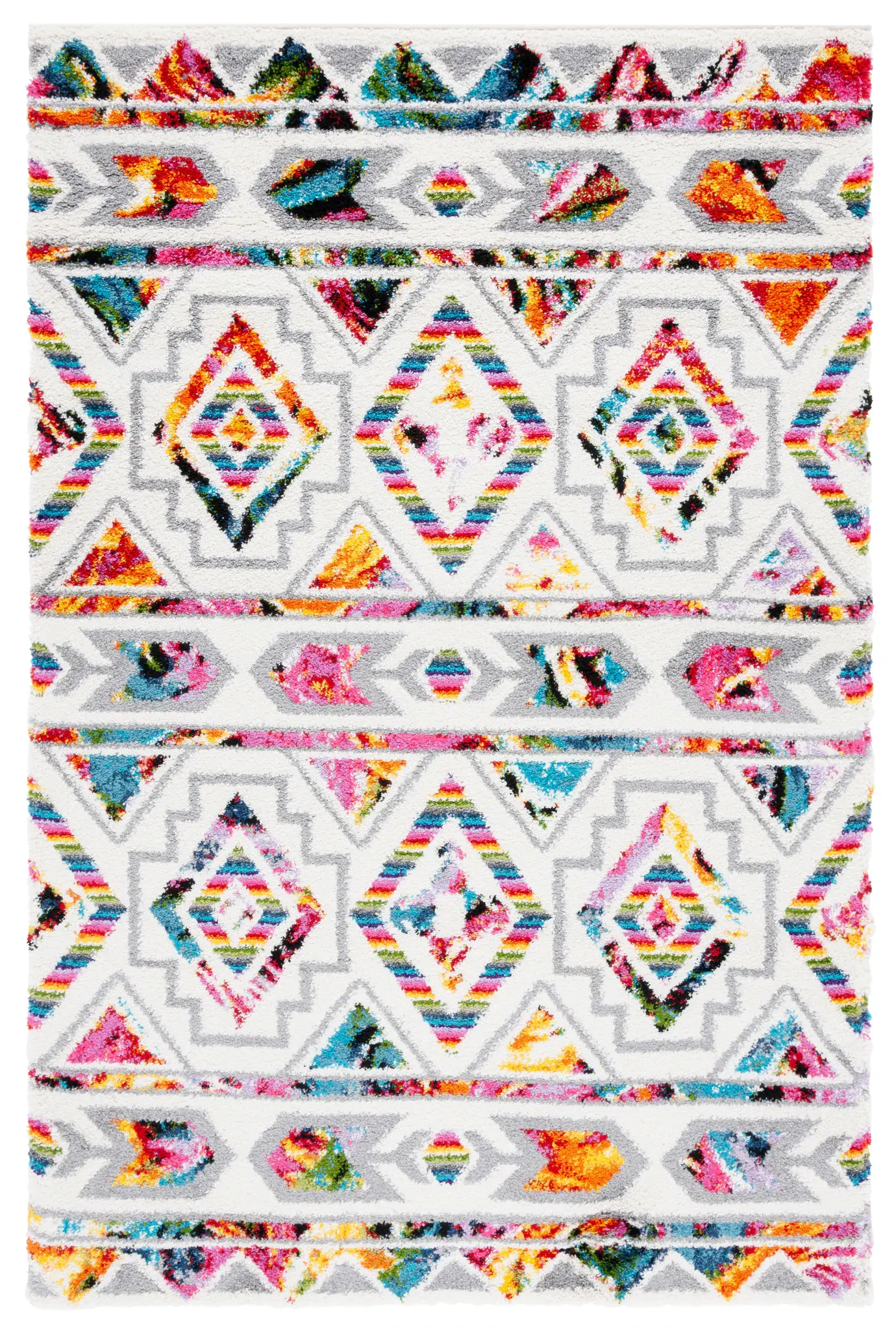Fiesta Banded Diamond Shag Rug