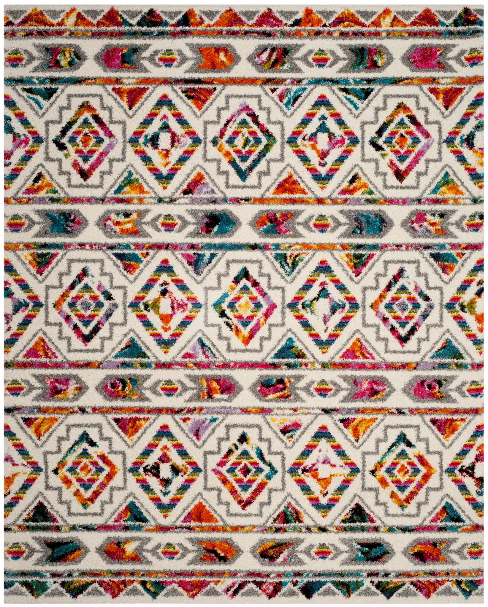 Fiesta Banded Diamond Shag Rug