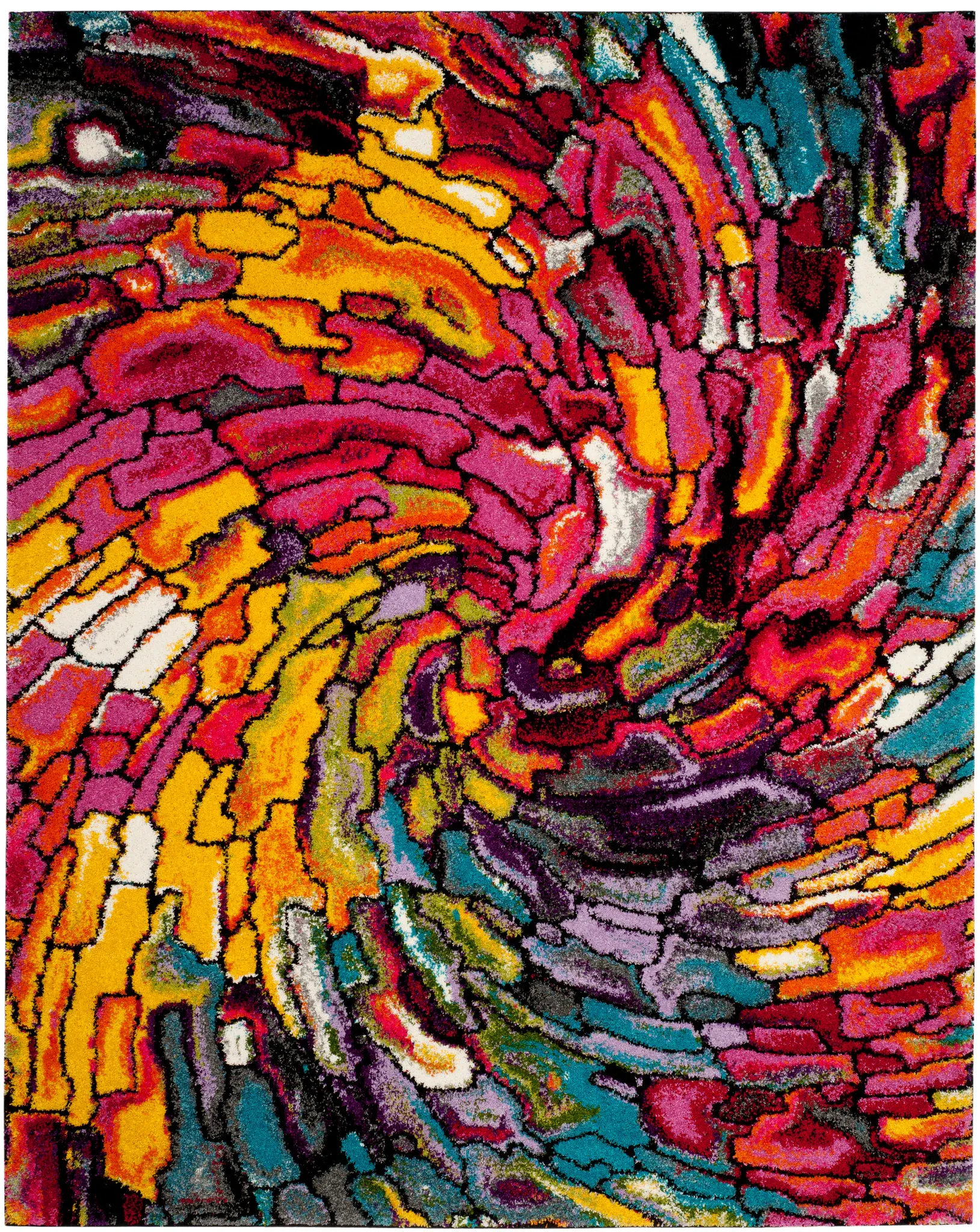 Fiesta Chroma Abstract Swirl Shag Rug