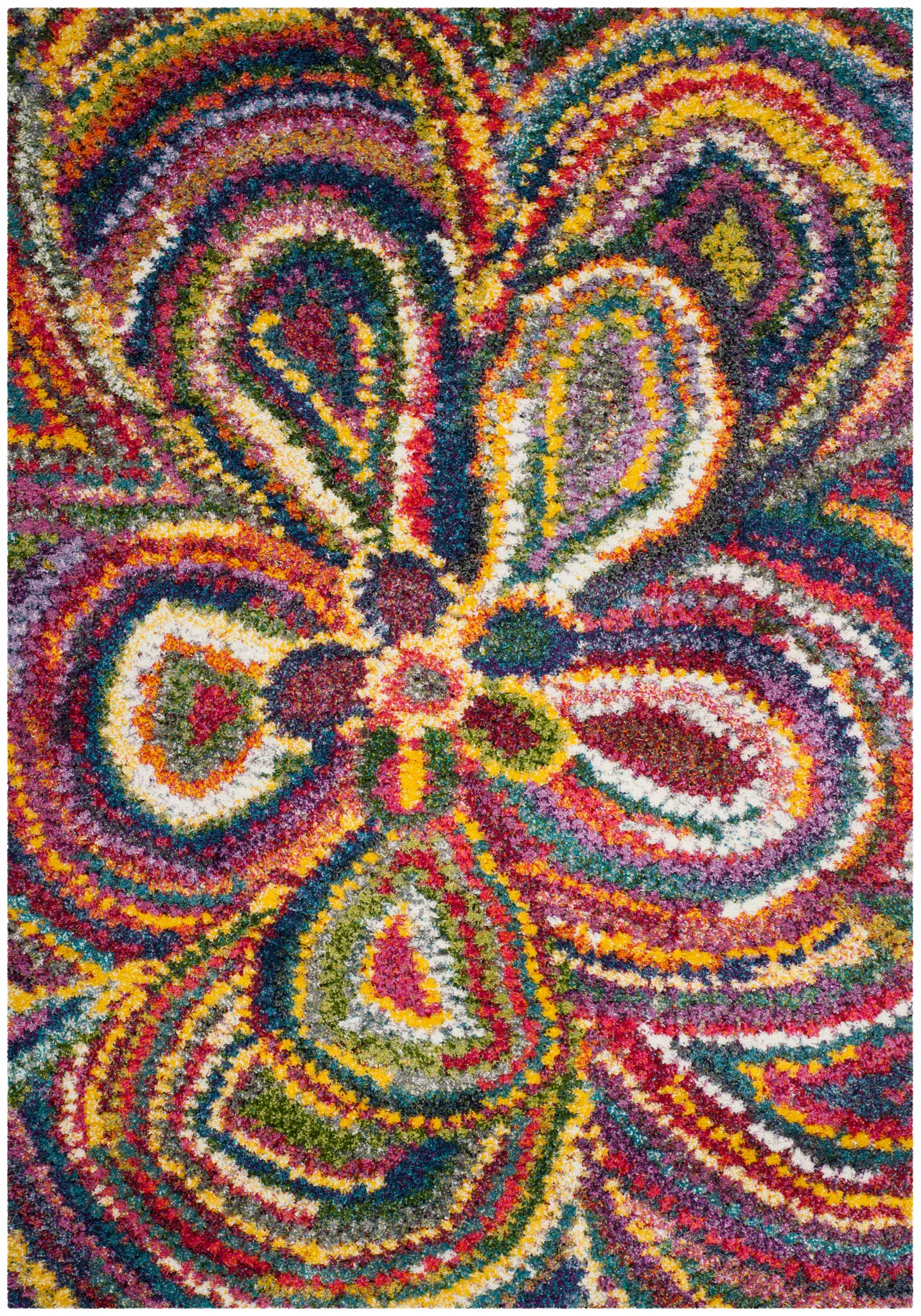 Fiesta Concentric Floral Shag Rug
