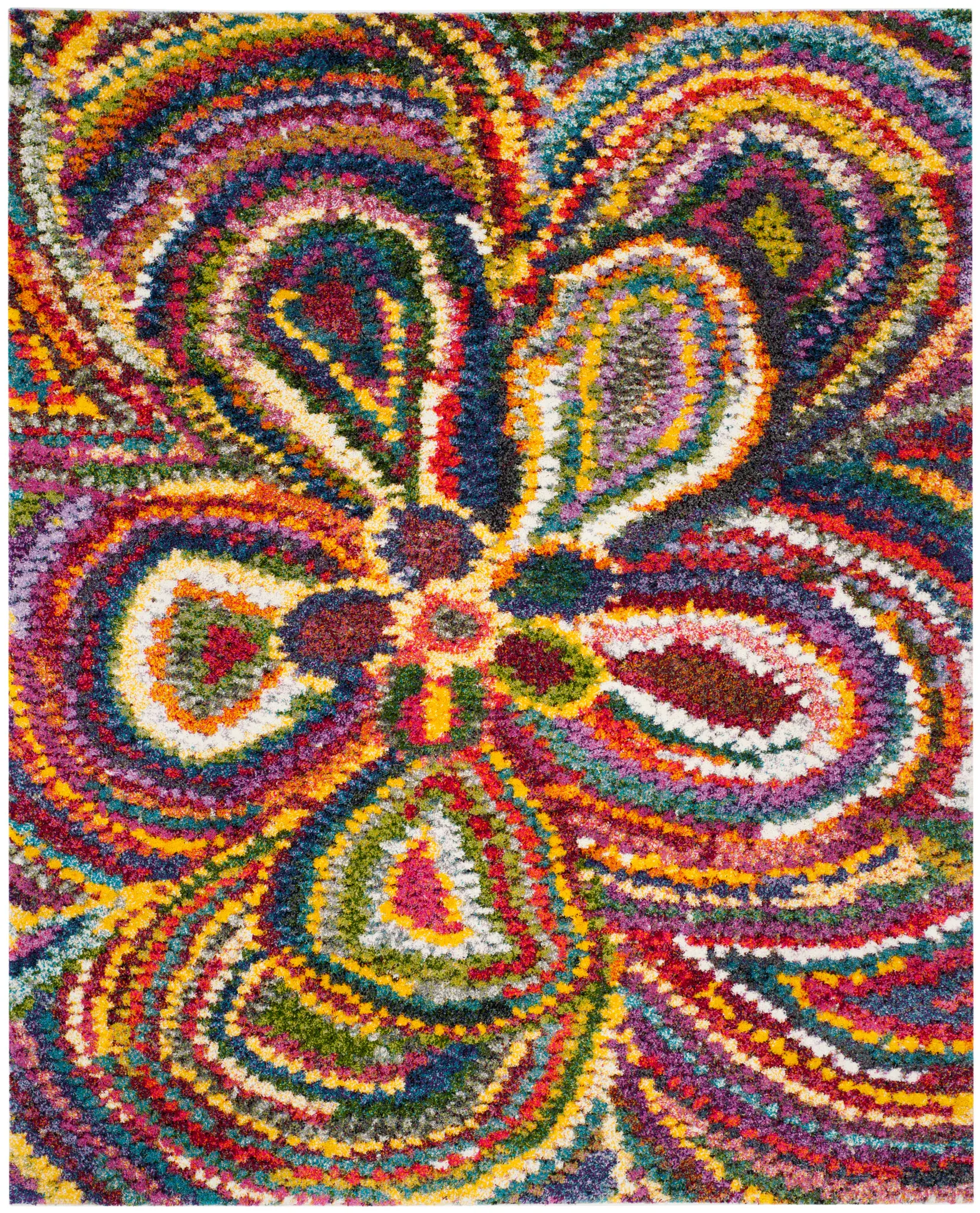 Fiesta Concentric Floral Shag Rug