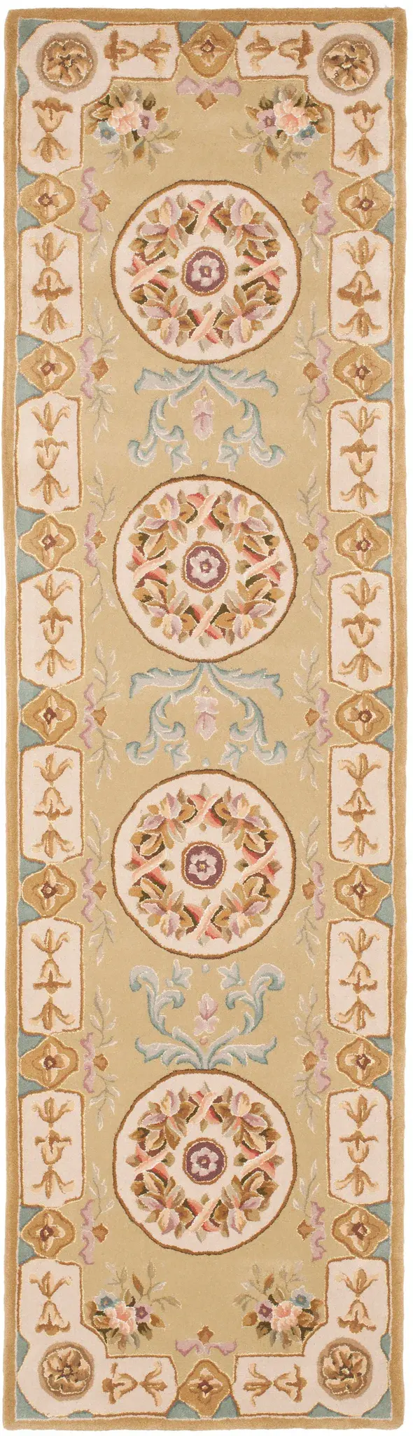 French Tapis Floral Wreath Hand-Tufted Rug