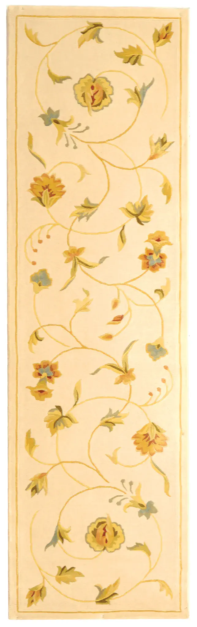 French Tapis Botanical Scroll Hand-Tufted Rug