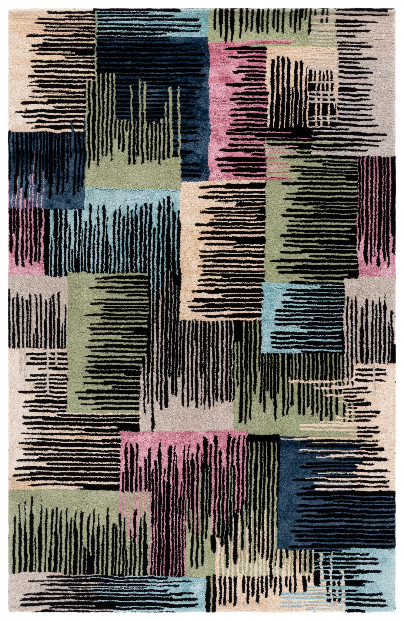 Fifth Avenue Abstract Hatch Block Hand-Tufted Rug