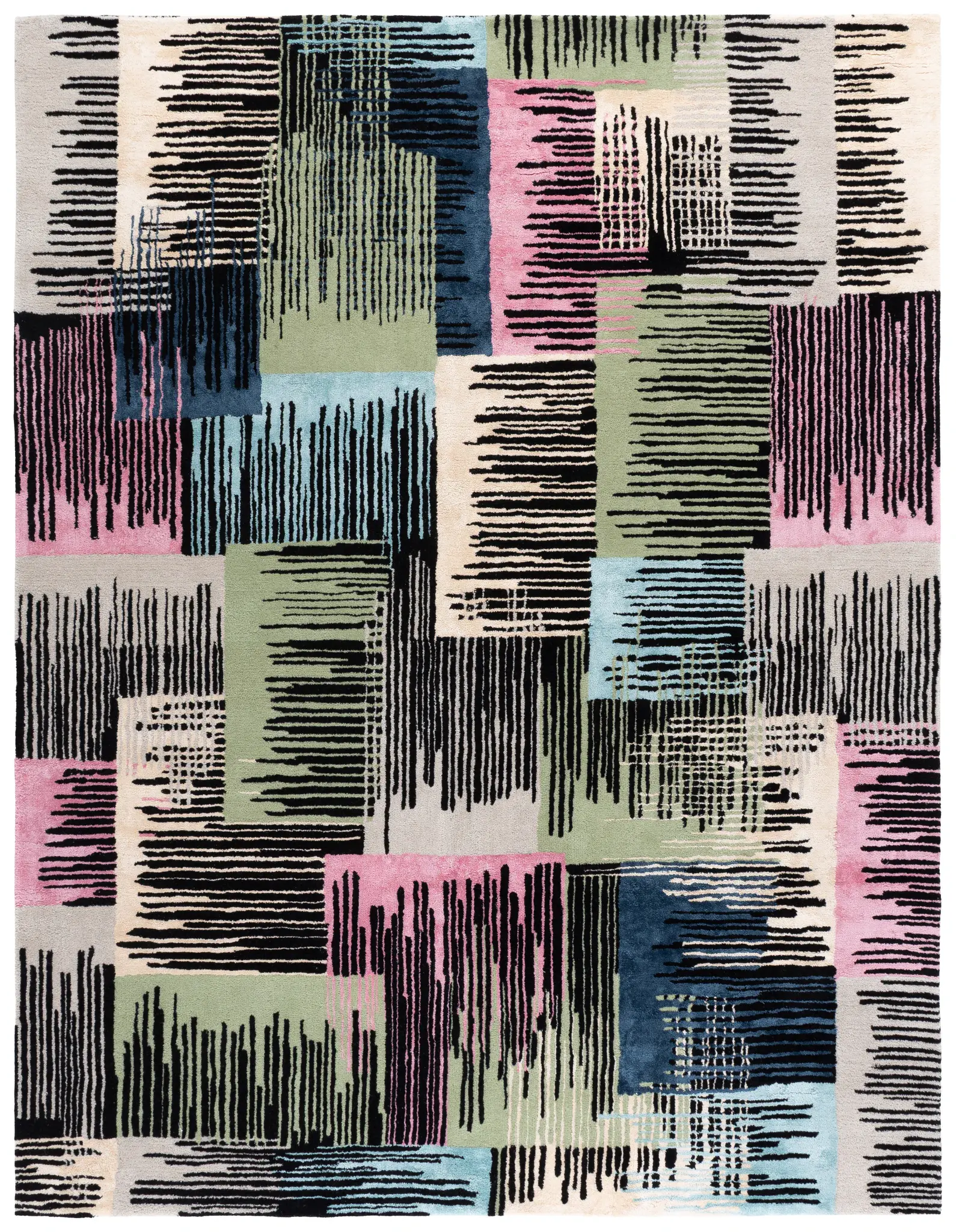 Fifth Avenue Abstract Hatch Block Hand-Tufted Rug