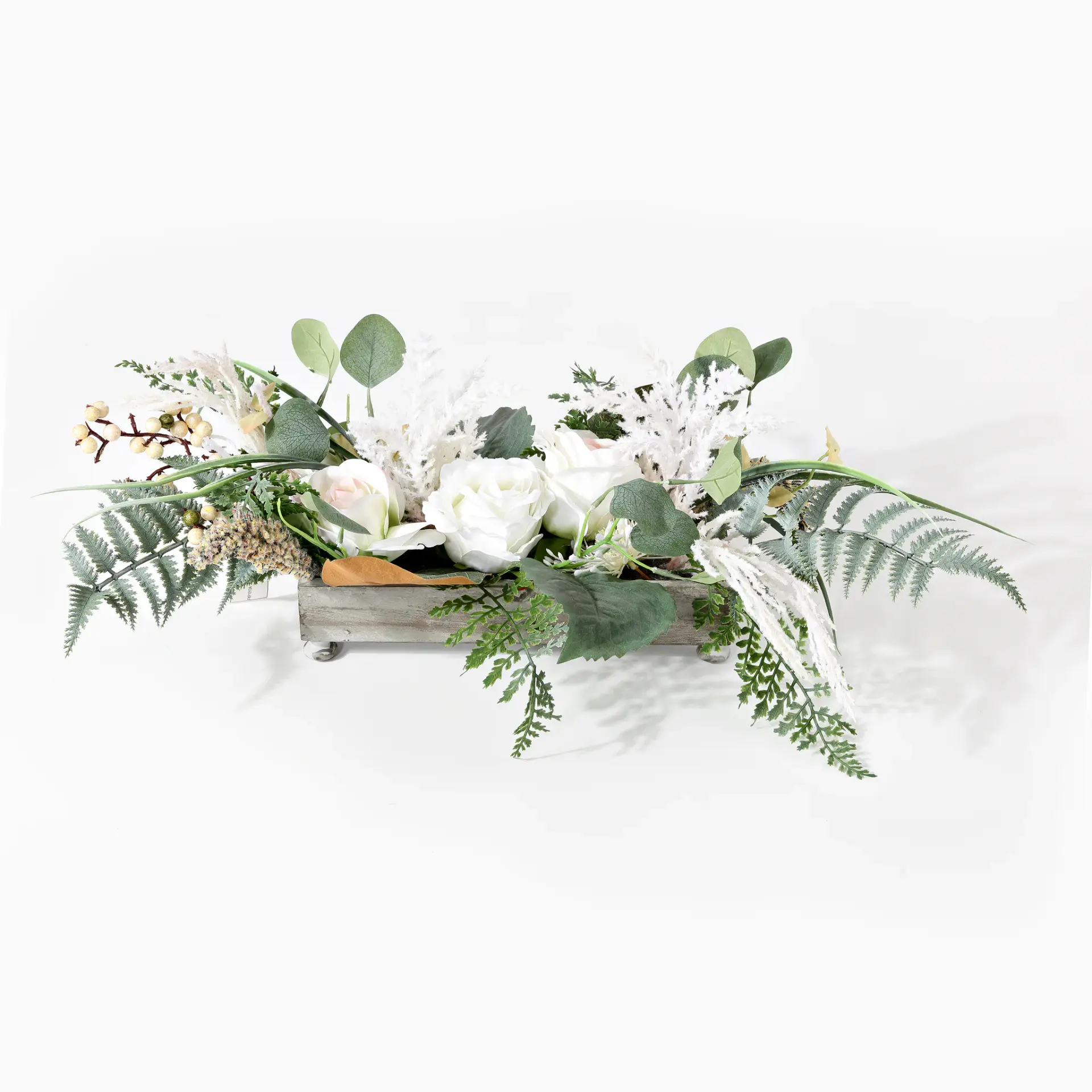 Faux 10" Rose&Fern Potted Arg.
