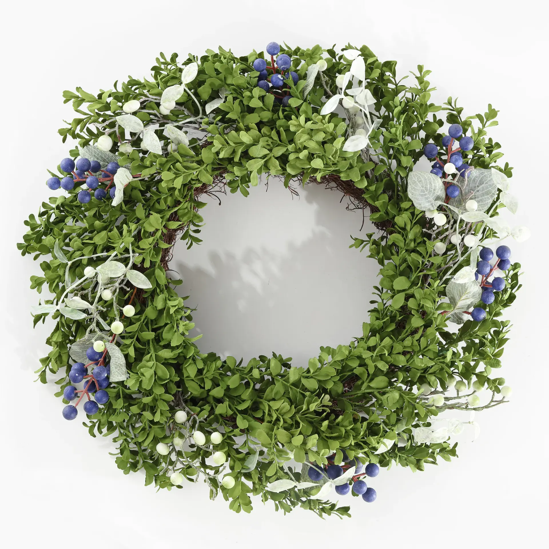 Faux 24" Boxwood/Berry Wreath