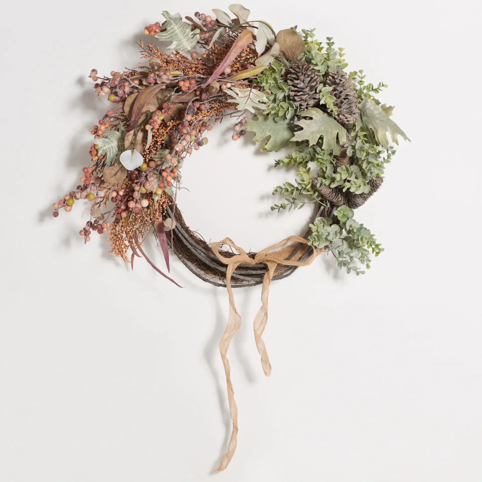 Faux 24" Berry & Eucalyptus Semi Wreath