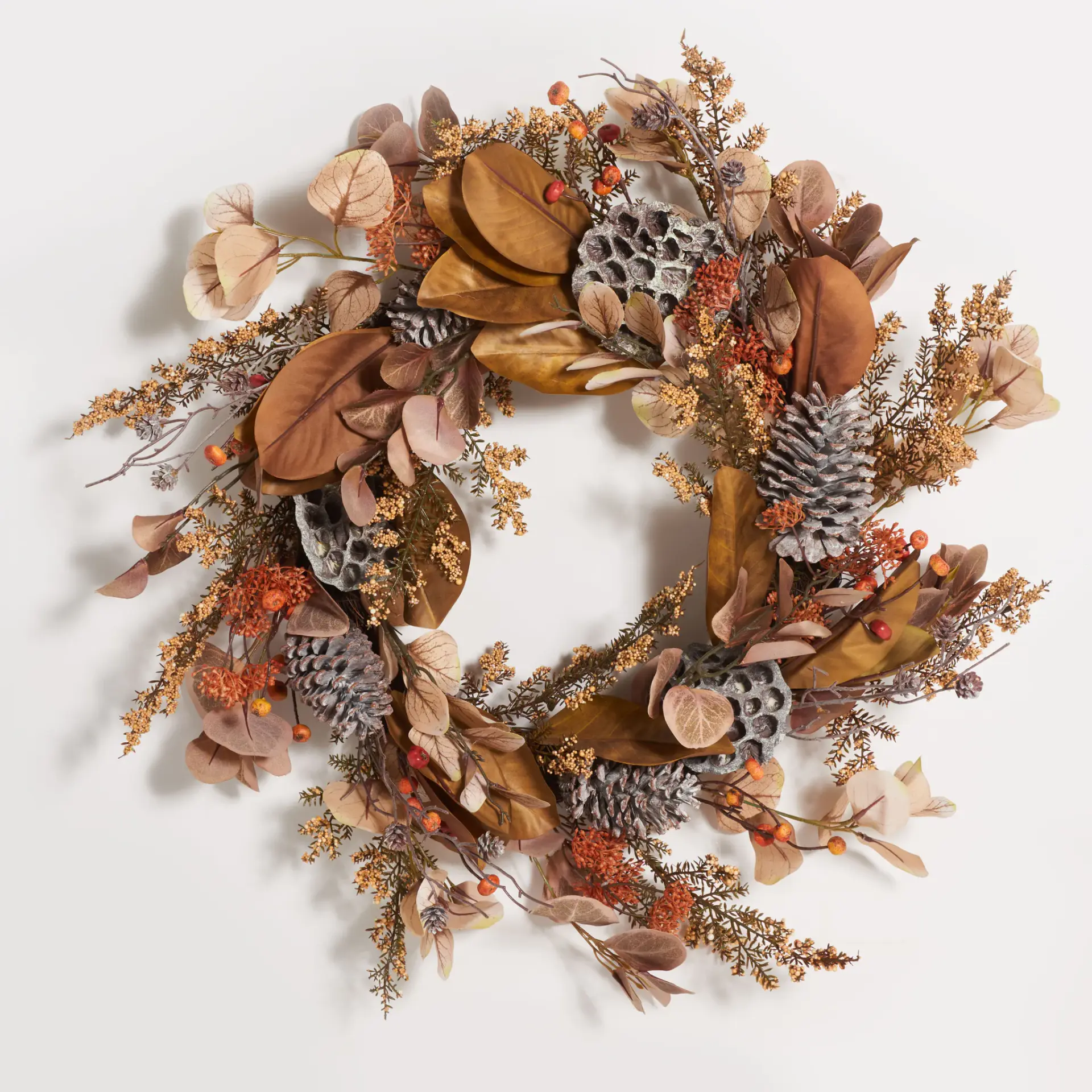 Faux 32" Eucalyptus & Lotus Wreath