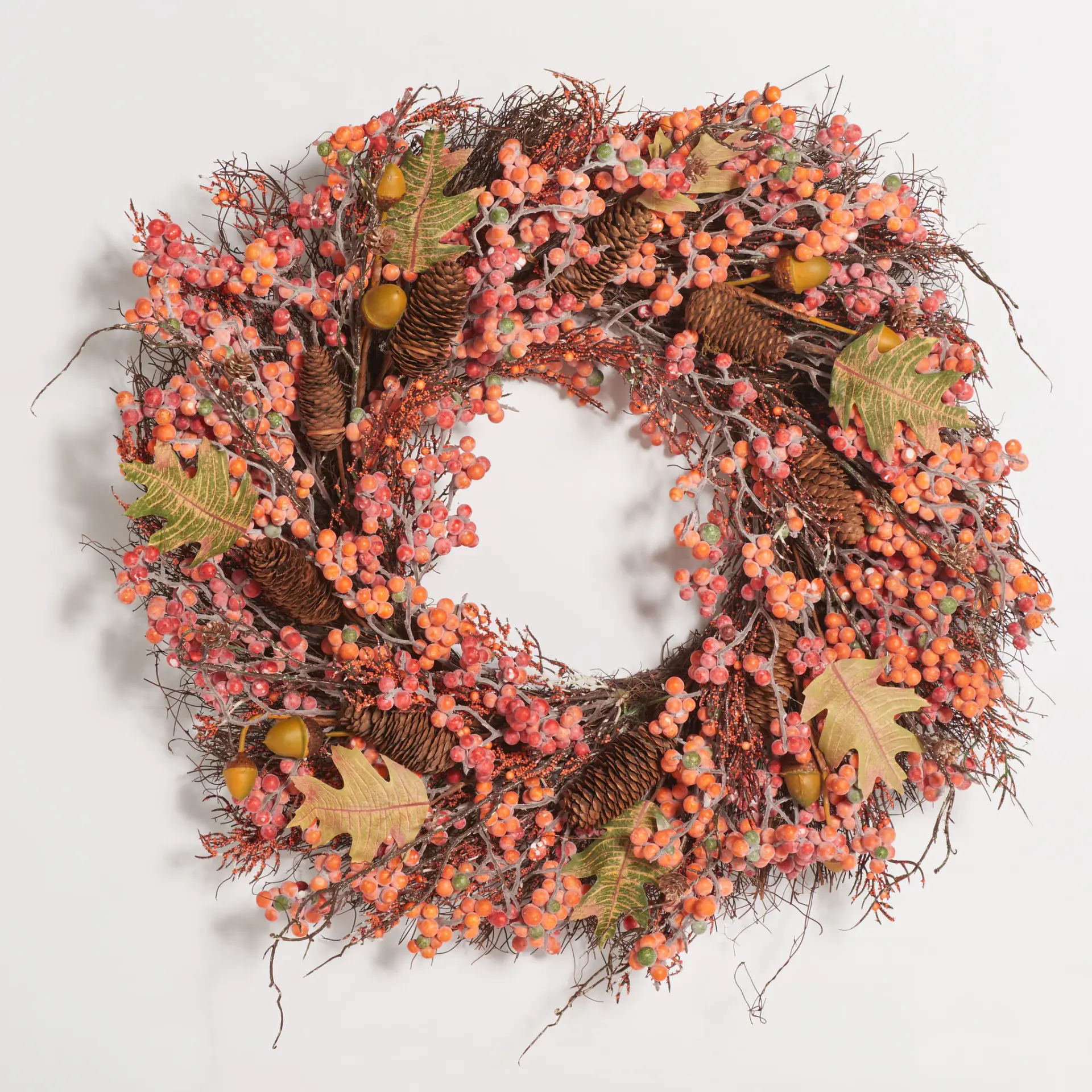 Faux 26" Berry Wreath with Acorns