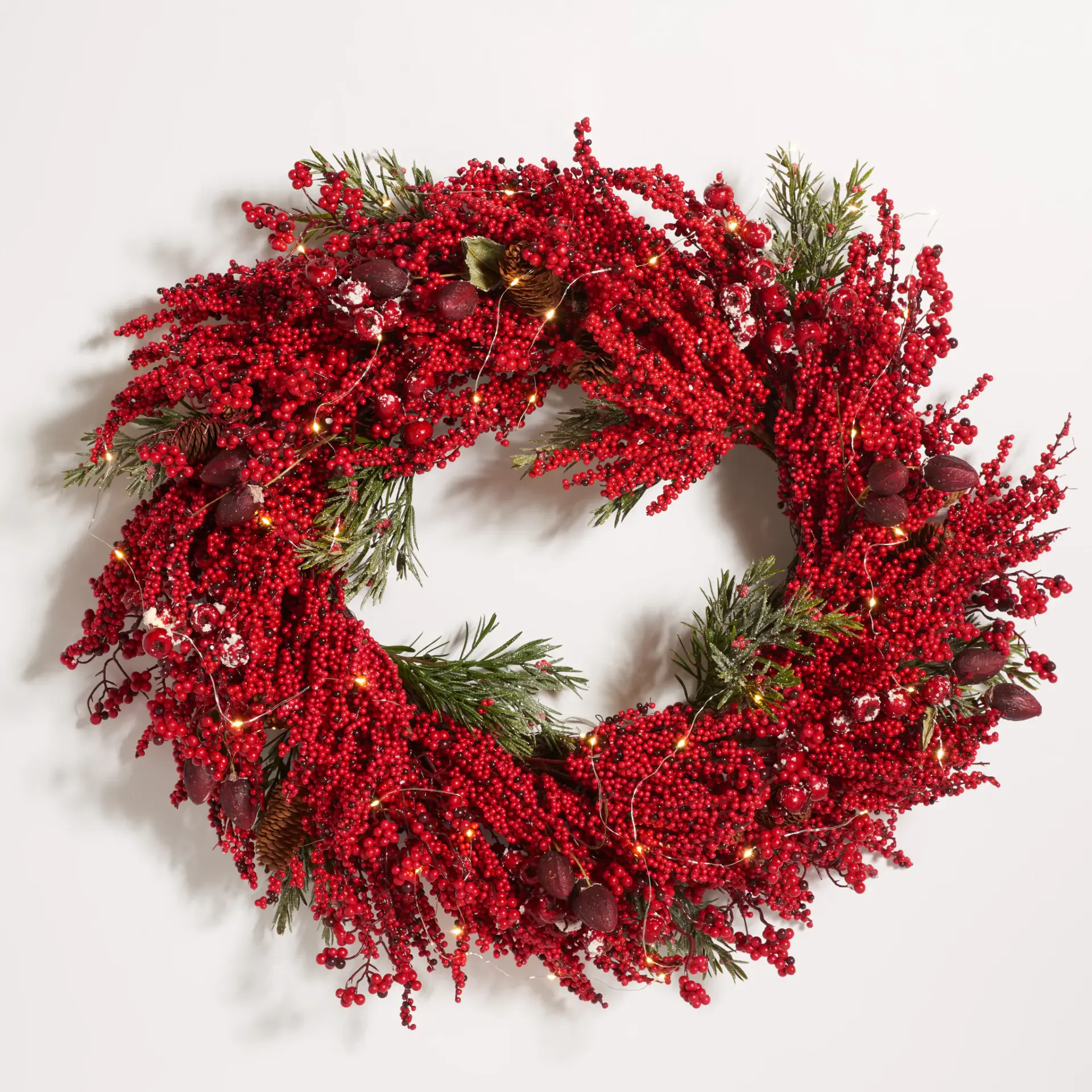 Faux 30" Berry & Pine LED Wreath