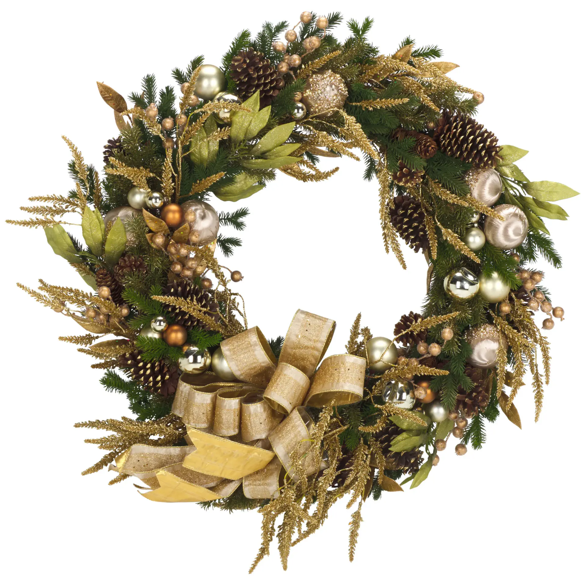 Golden Luxe 34” Bow Wreath