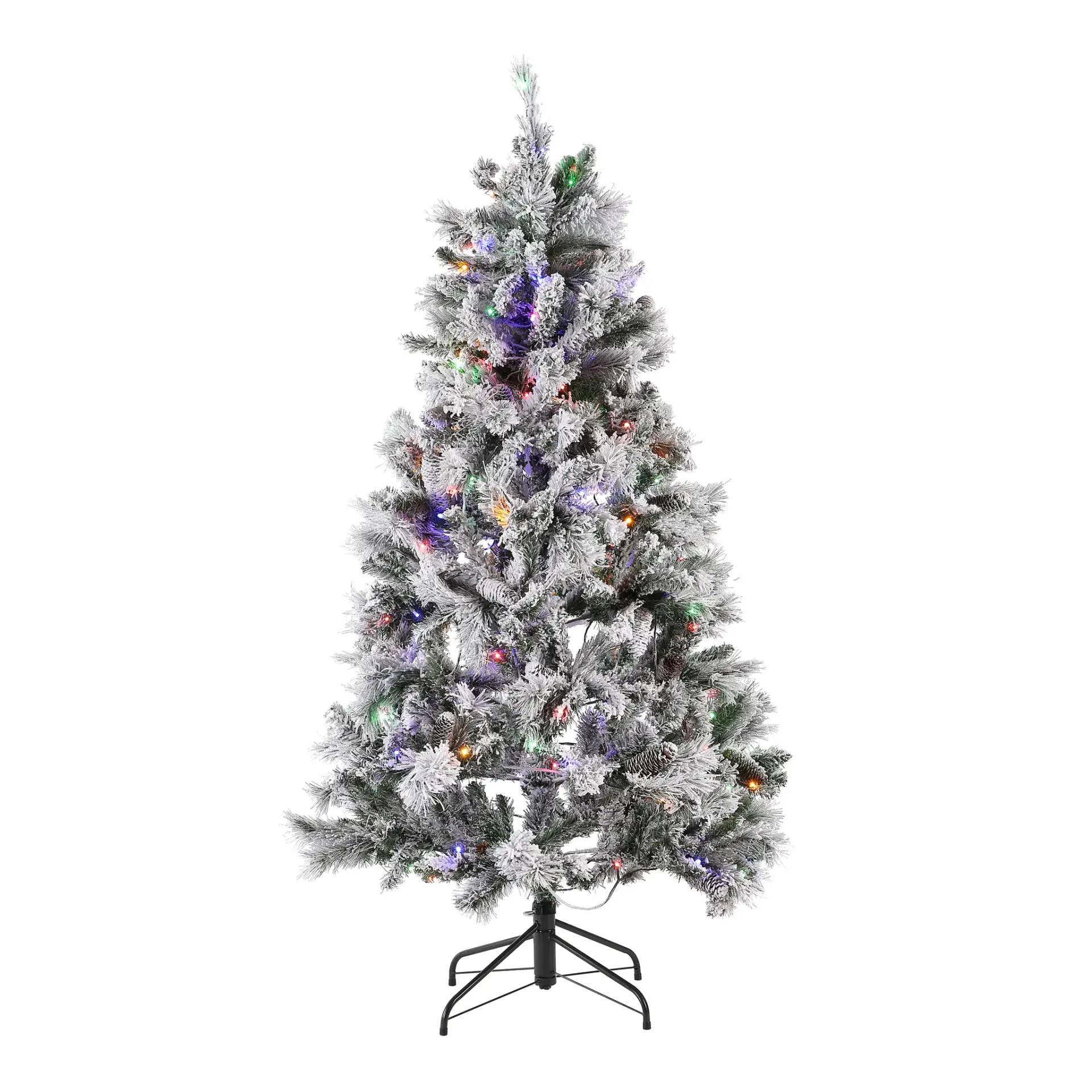 5.5-Foot Flocked Pre-Lit Artificial Christmas Tree