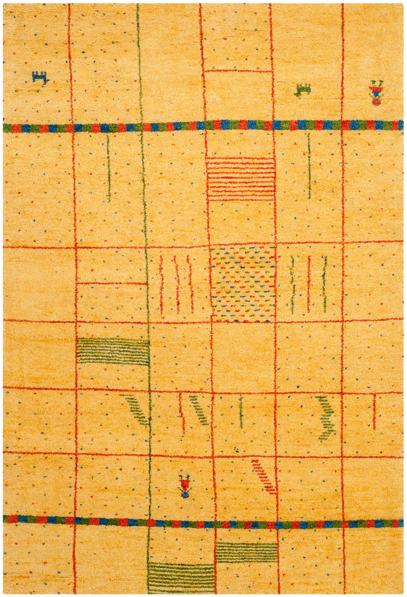 Gabbeh Grid Hand-Knotted Wool Rug