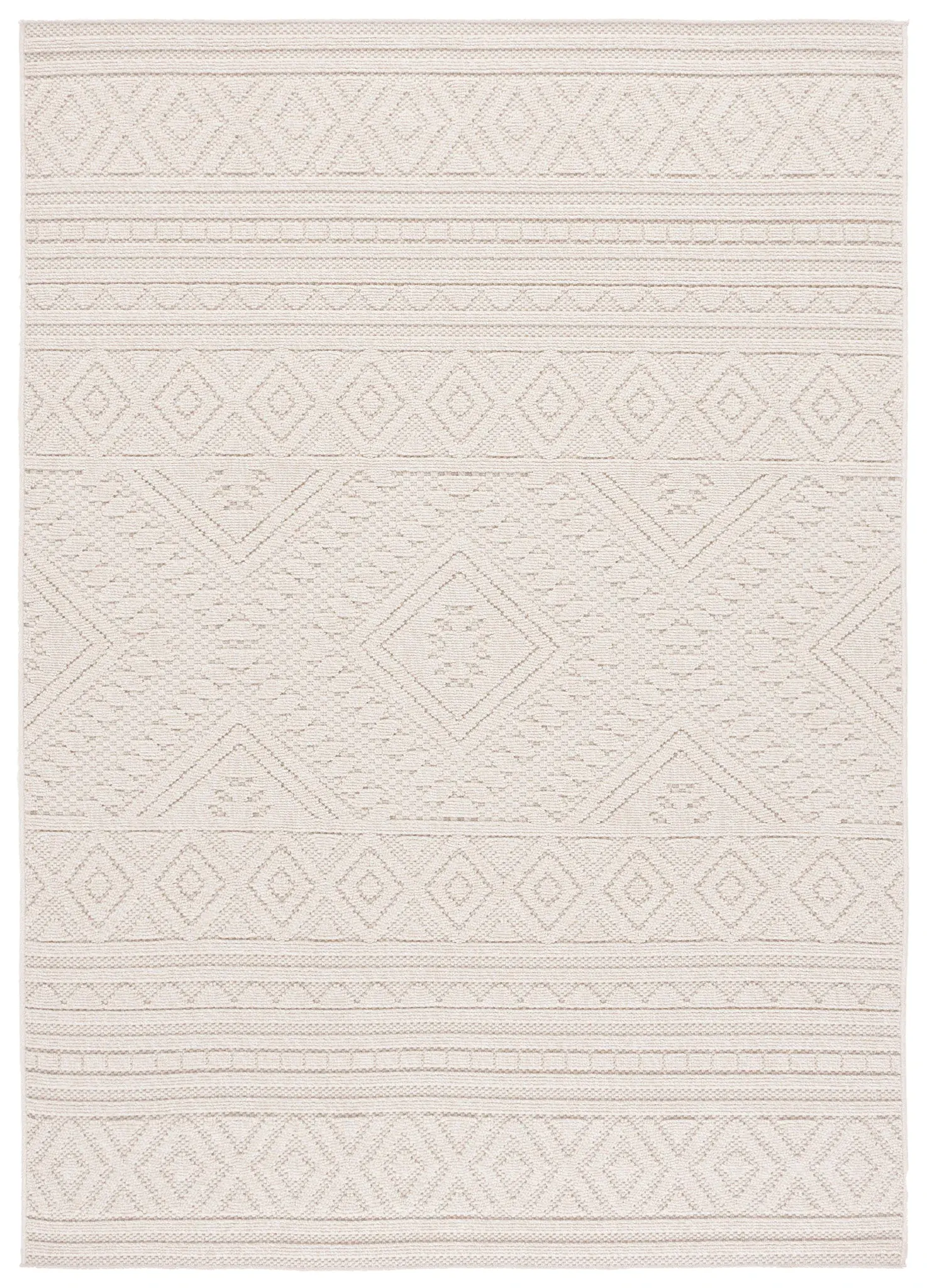 Global Scandinavian Diamond Banded Outdoor Rug