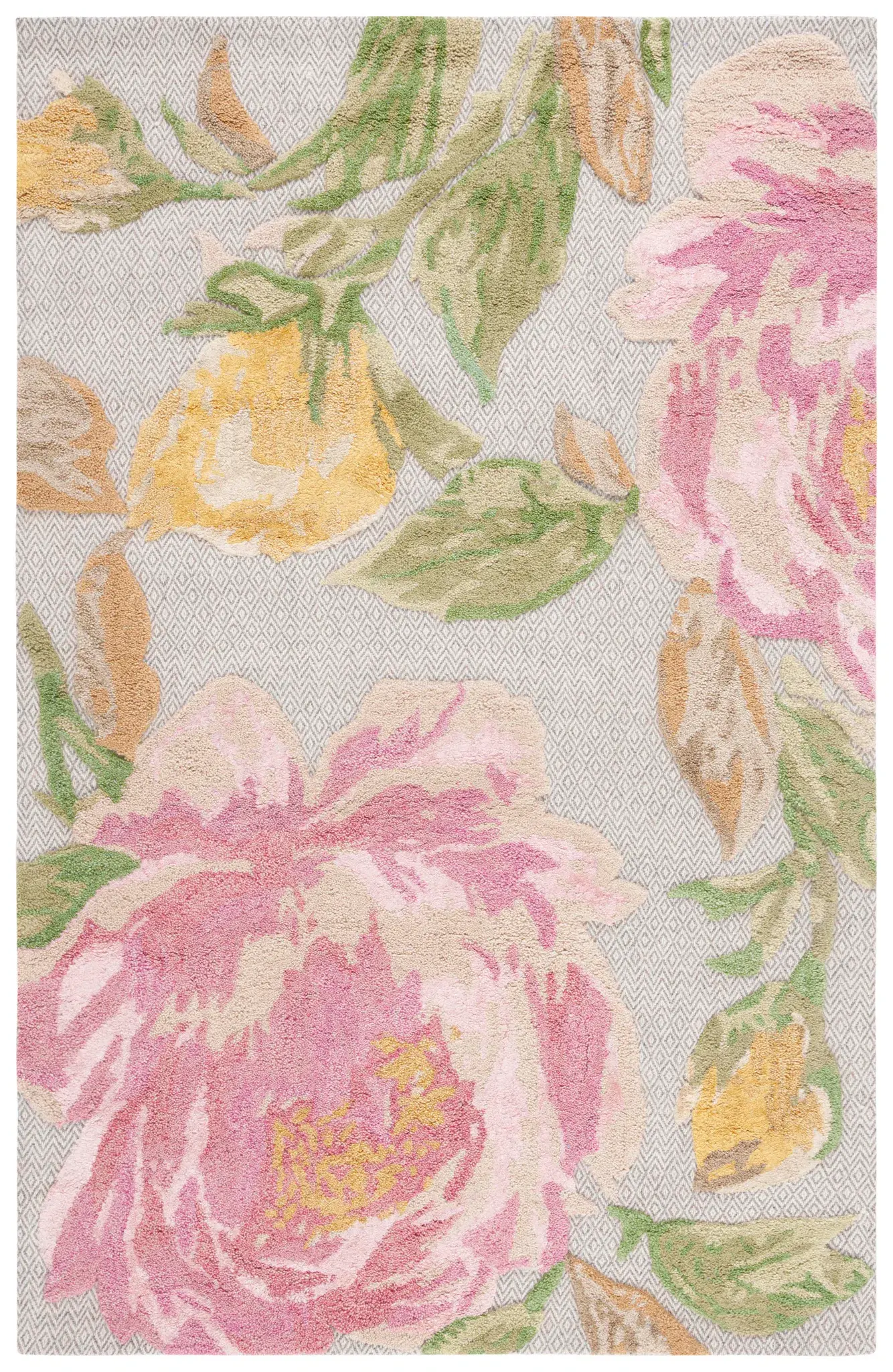 Glamour Blooming Peony Hand-Tufted Wool Rug