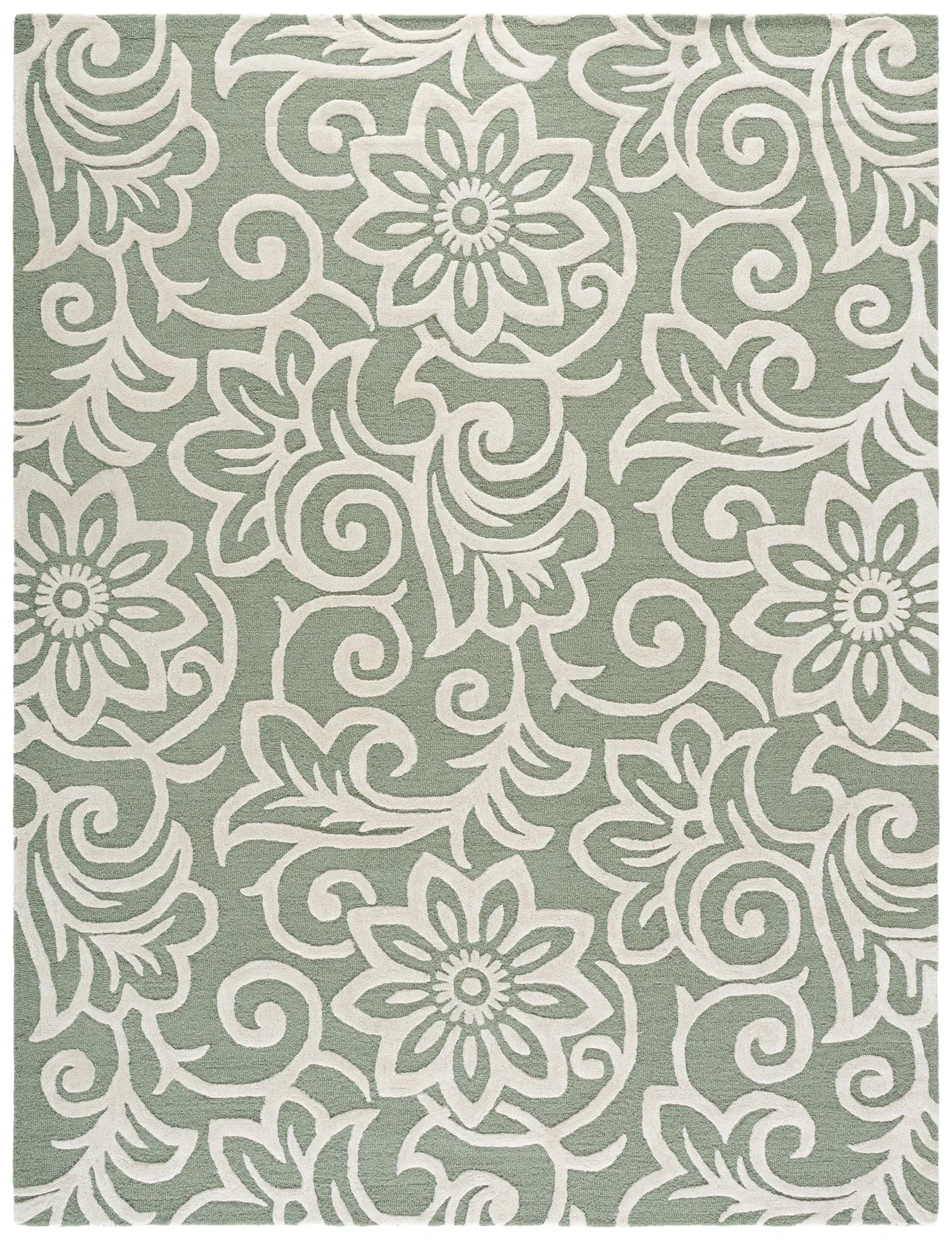Glamour Floral Scroll Hand-Tufted Rug