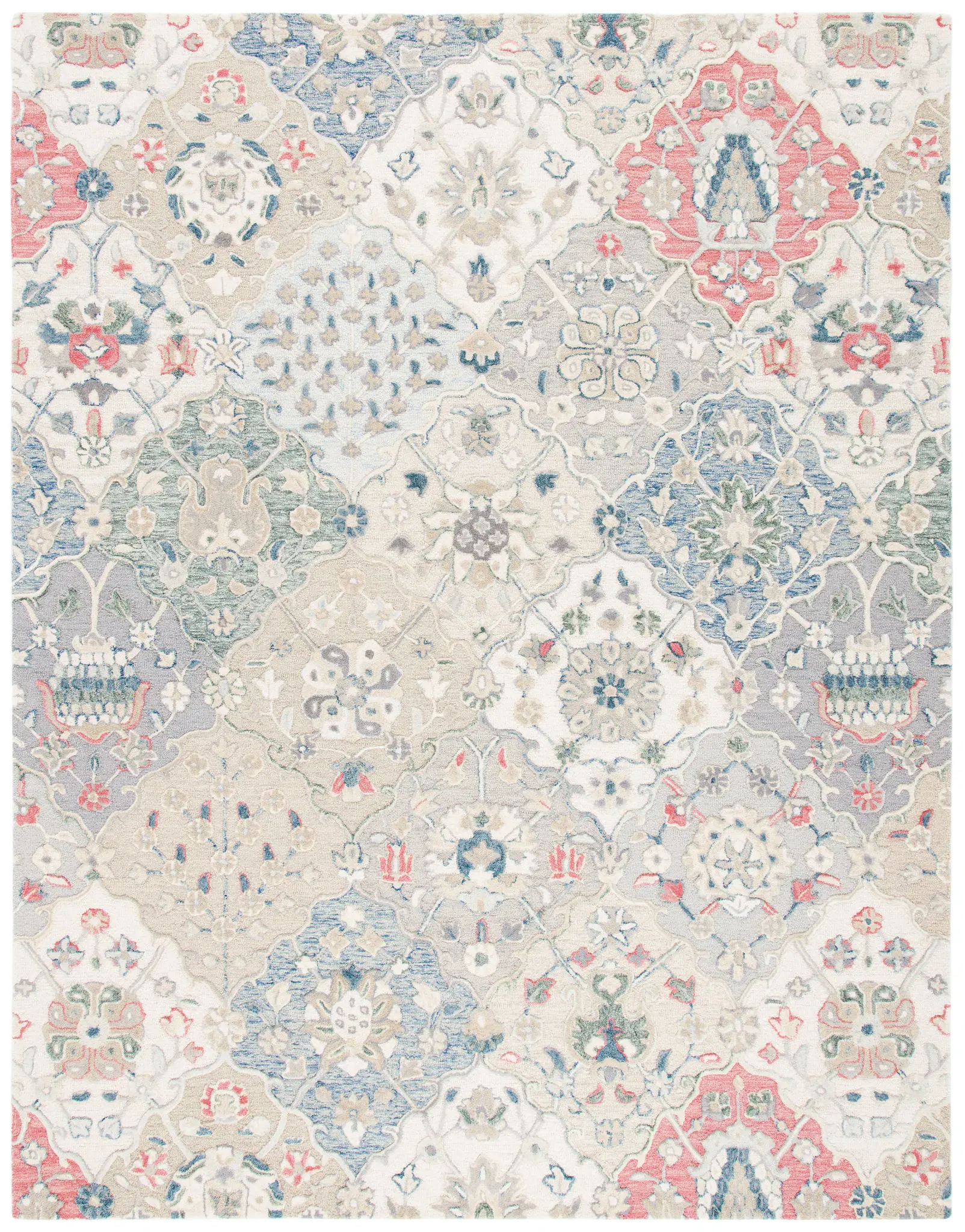 Glamour Floral Tile Hand-Tufted Wool Rug