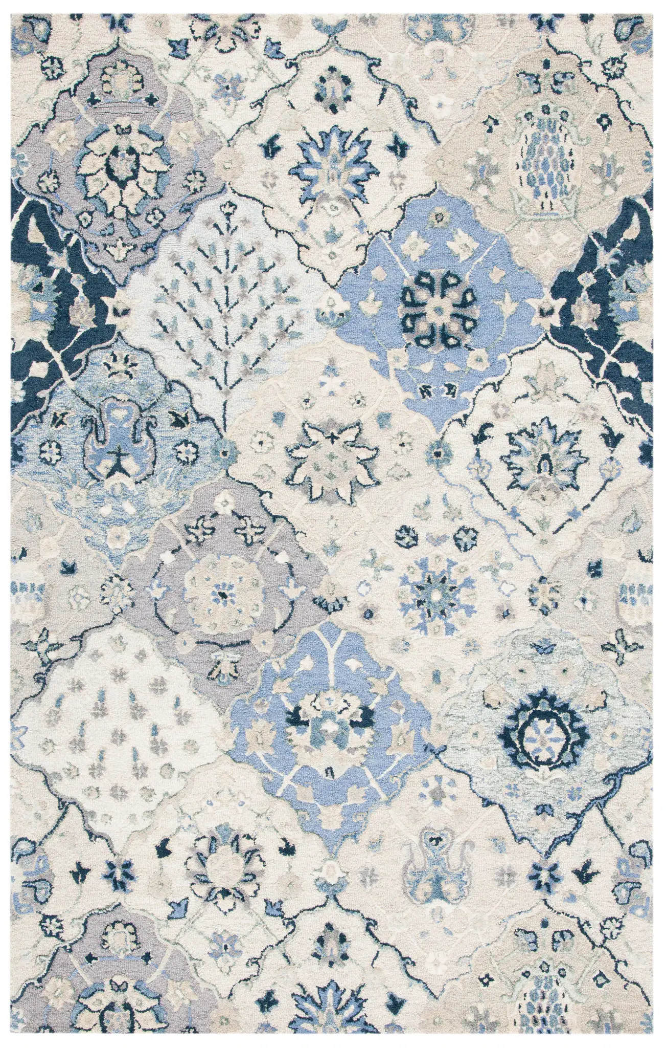 Glamour Floral Tile Hand-Tufted Wool Rug