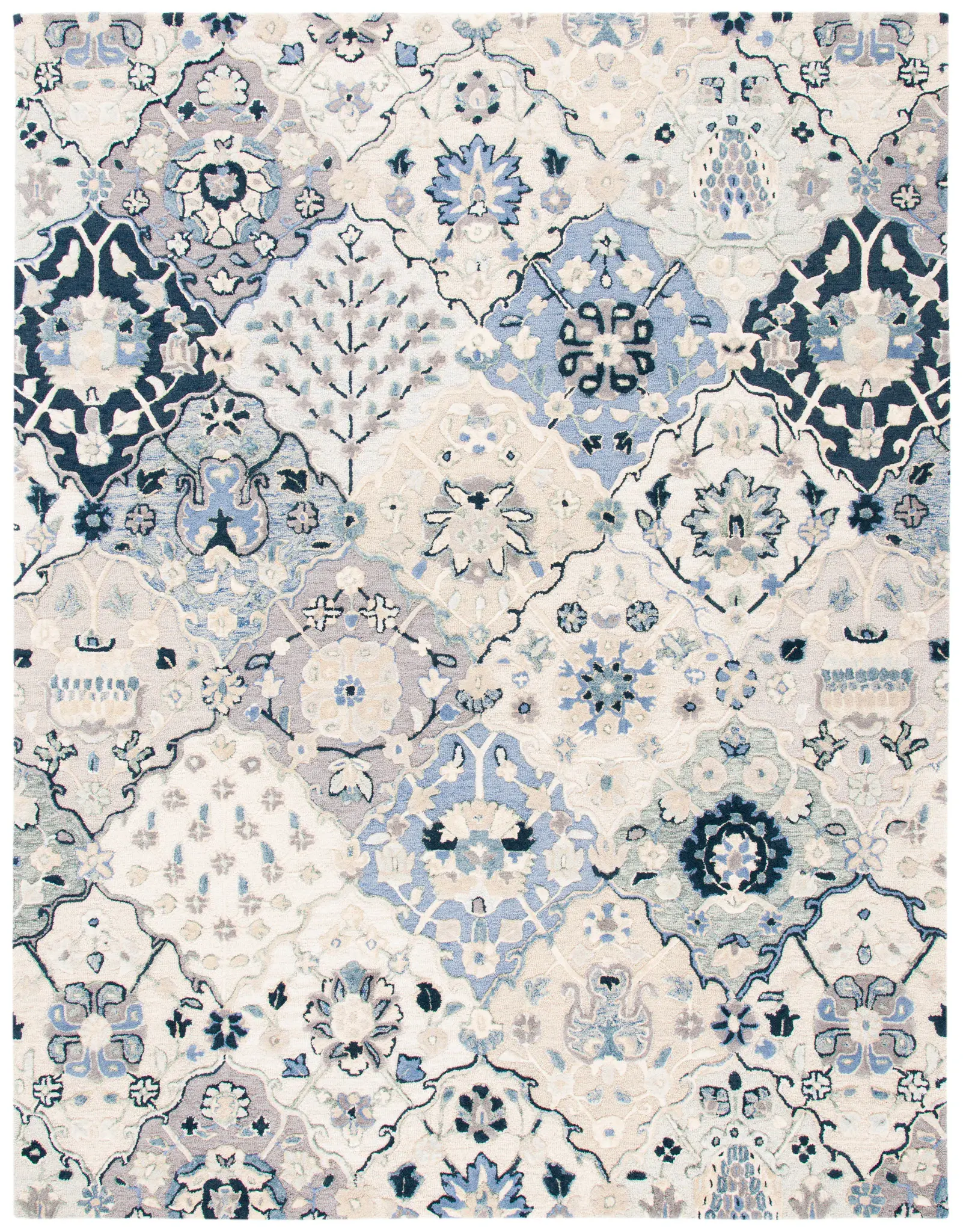 Glamour Floral Tile Hand-Tufted Wool Rug